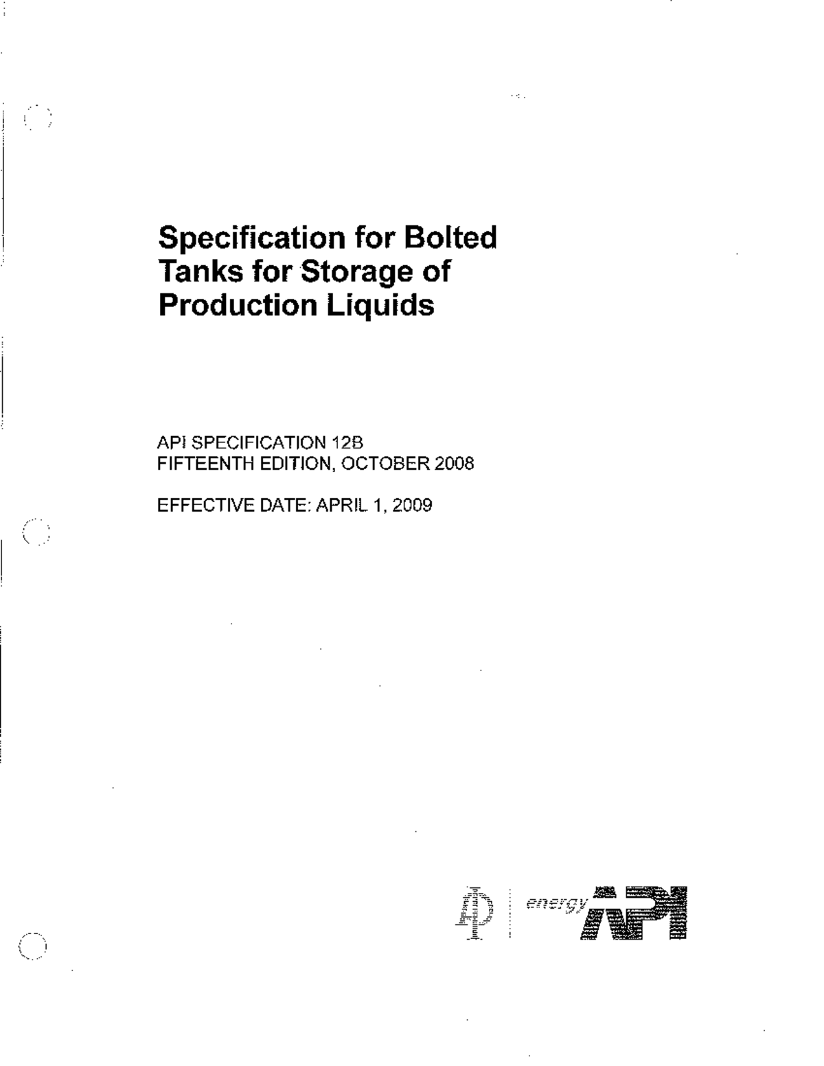 API 12B 15th Edition - Montaje de tanques empernados para hidrocarburos ...