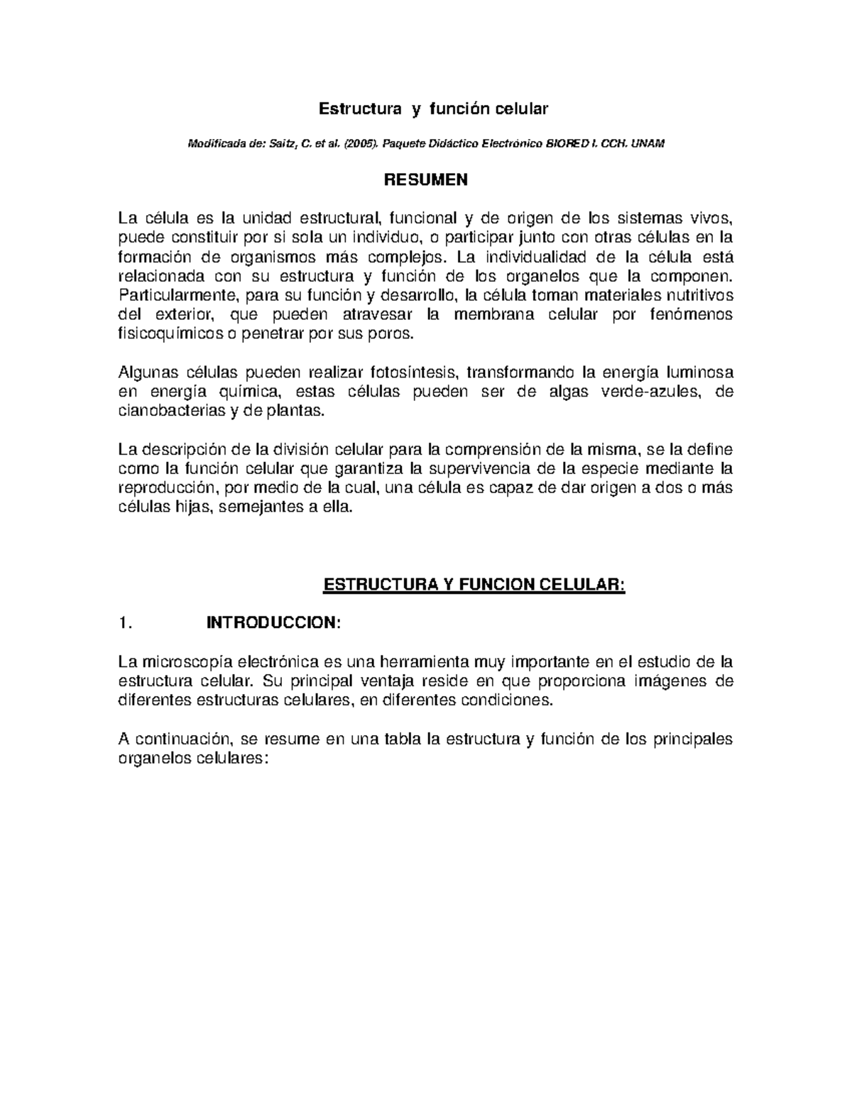 Celula estr - BIOLOGIA - Estructura y función celular Modificada de ...
