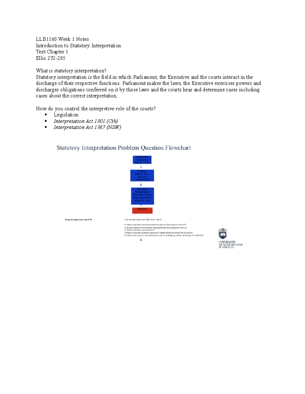 LLB1160 Week 1 Notes - Week 1 - LLB1160 Week 1 Notes Introduction to ...