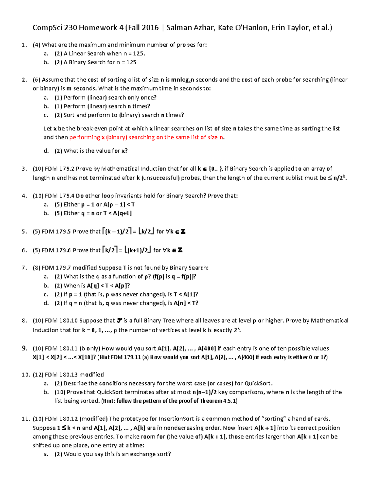 Homework 4 Problems - CompSci 230 Homework 4 (Fall 2016 | “alŵaŶ Azhar ...