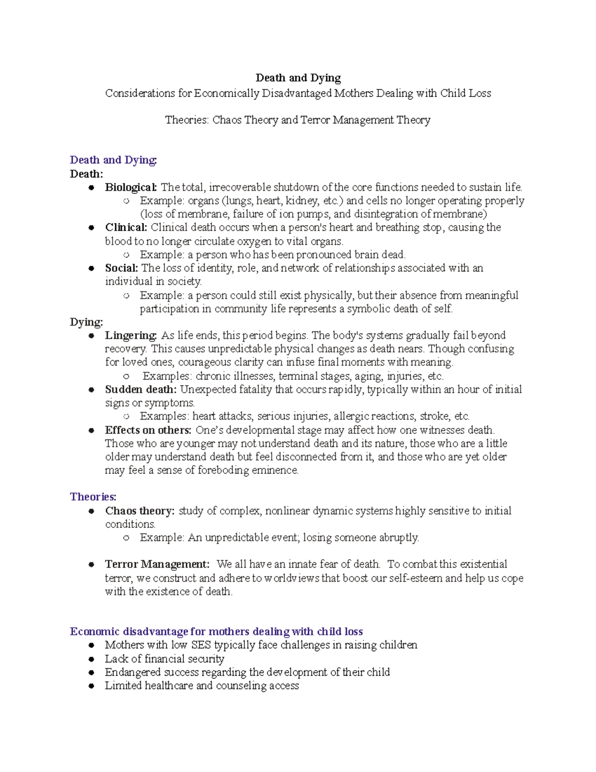 Death and Dying Handout - Death and Dying Considerations for ...