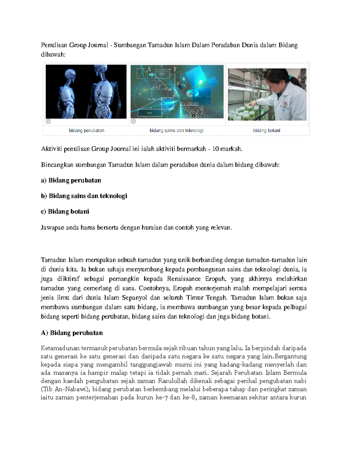 Group Journal Titas Aktiviti Minggu 3 Penulisan Group Journal Sumbangan Tamadun Islam Dalam Studocu