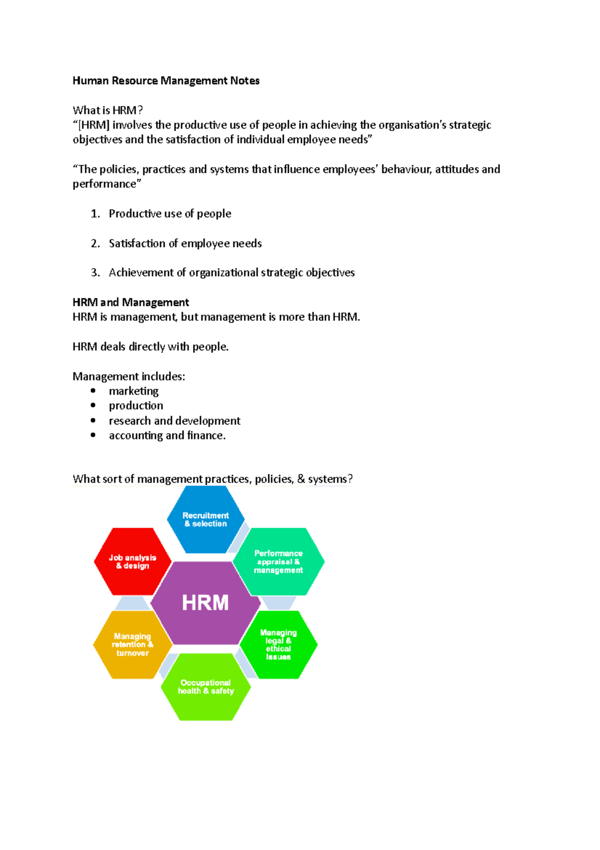 Human Resource Management Notes - HRM Deals Directly With People ...