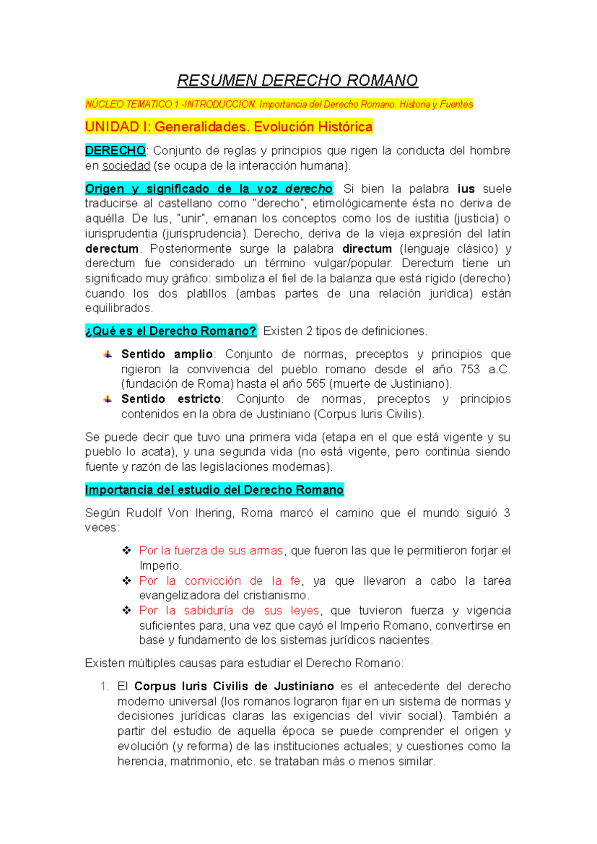 Resumen Derecho Romano Unidades 1-2-3 - Nora Bianconi - RESUMEN DERECHO ...