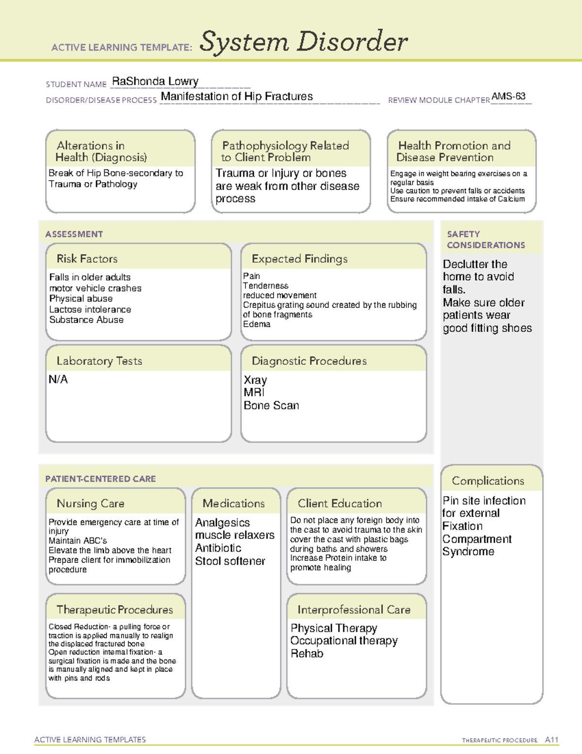 ATI System Disorder- Hip Fracture - ACTIVE LEARNING TEMPLATES ...