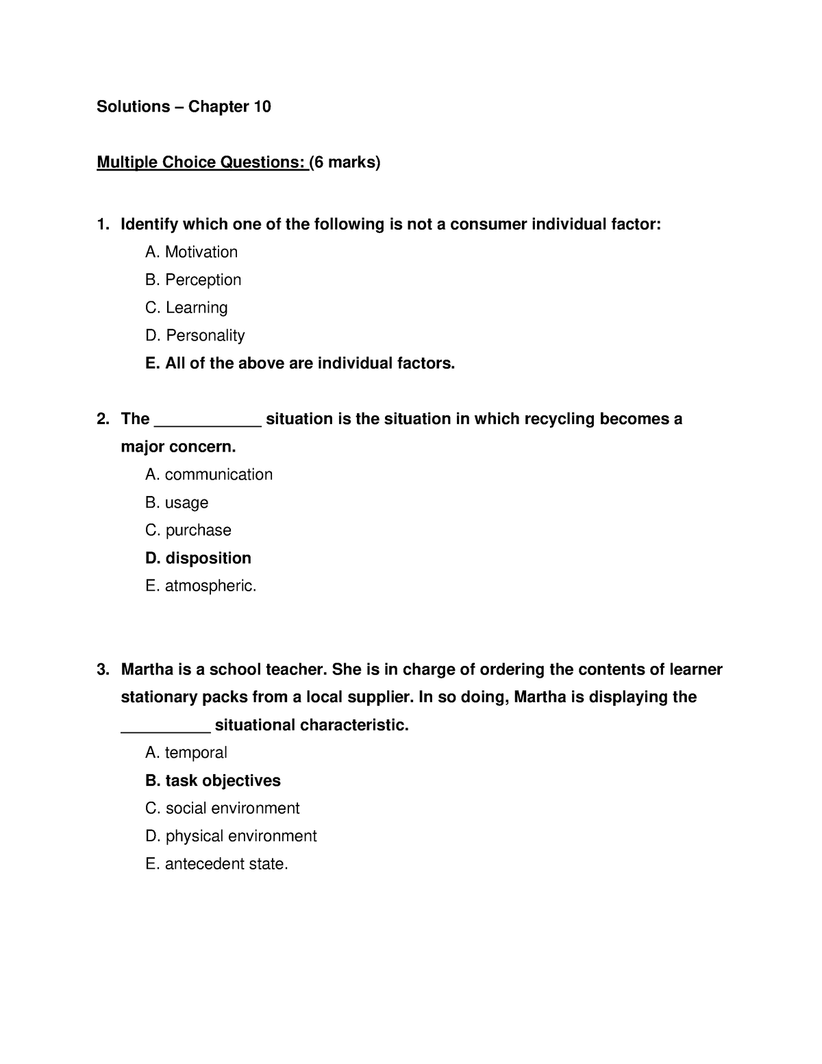 BEM 212 Practice Questions Chapter 10 Solutions - Solutions – Chapter ...