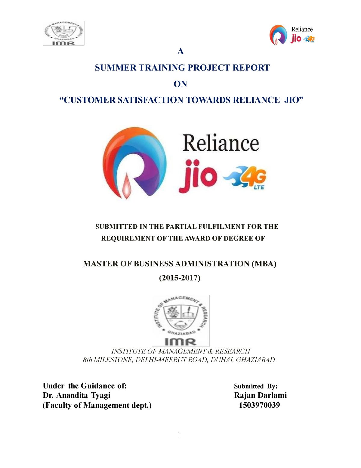 literature review on customer satisfaction of reliance jio