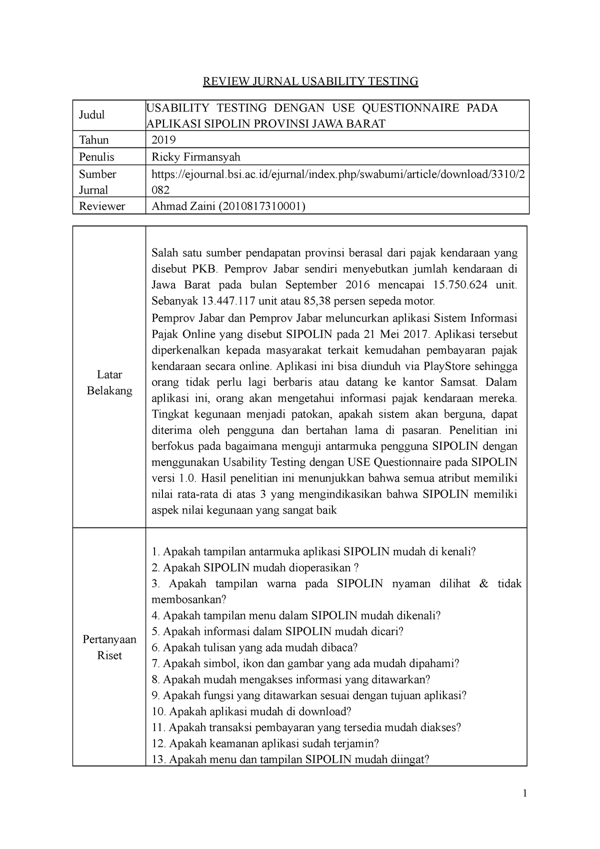 Merangkum Jurnal Nasional - REVIEW JURNAL USABILITY TESTING Judul ...