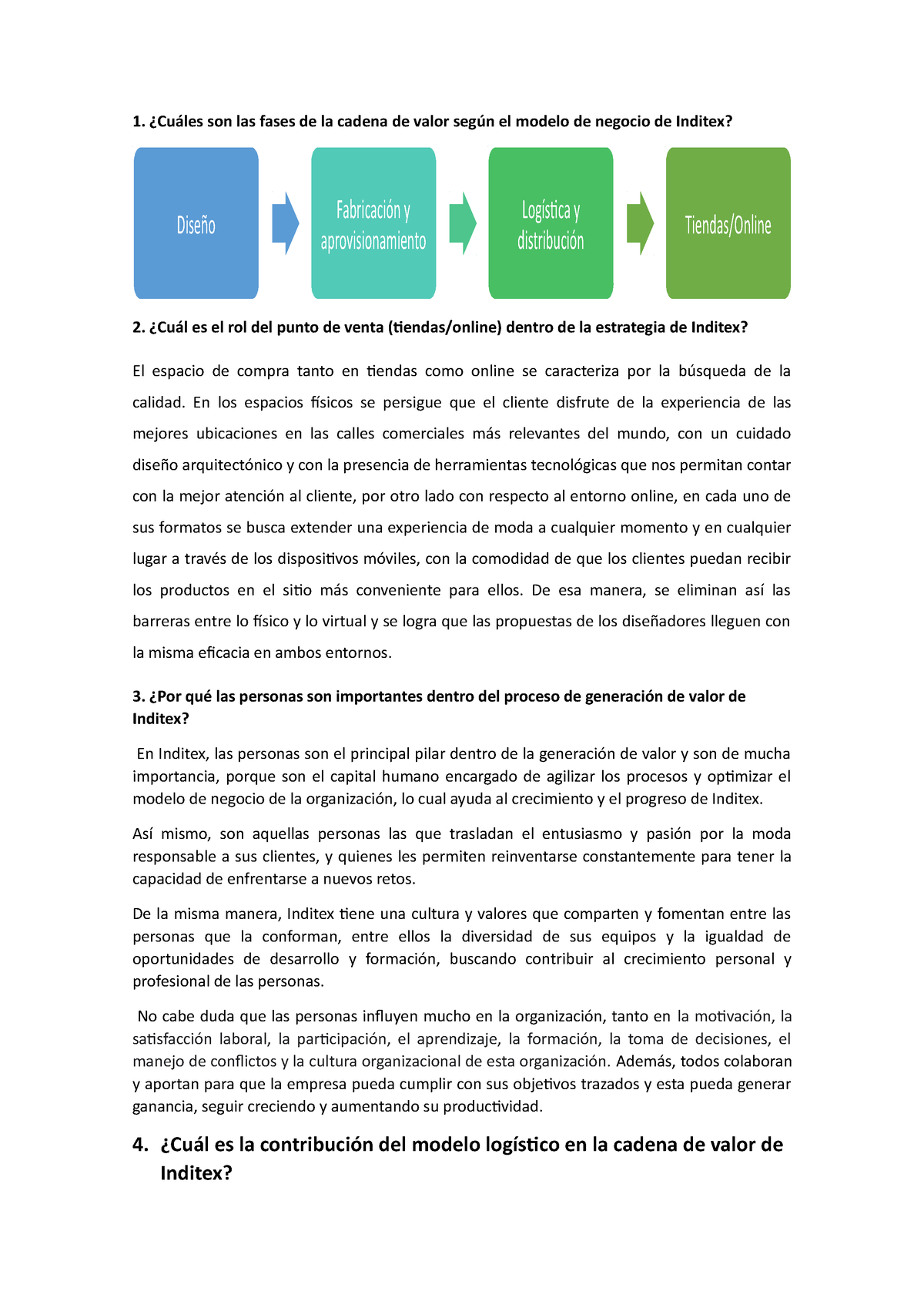 CASO Inditex, Grupo 2 - ¿Cuáles son las fases de la cadena de valor según  el modelo de negocio de - Studocu