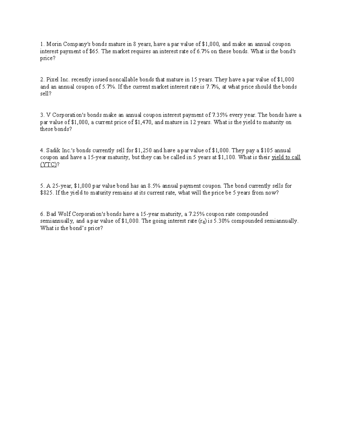 310 TVM practice 2 - HW that can help with exams - Morin Company's ...