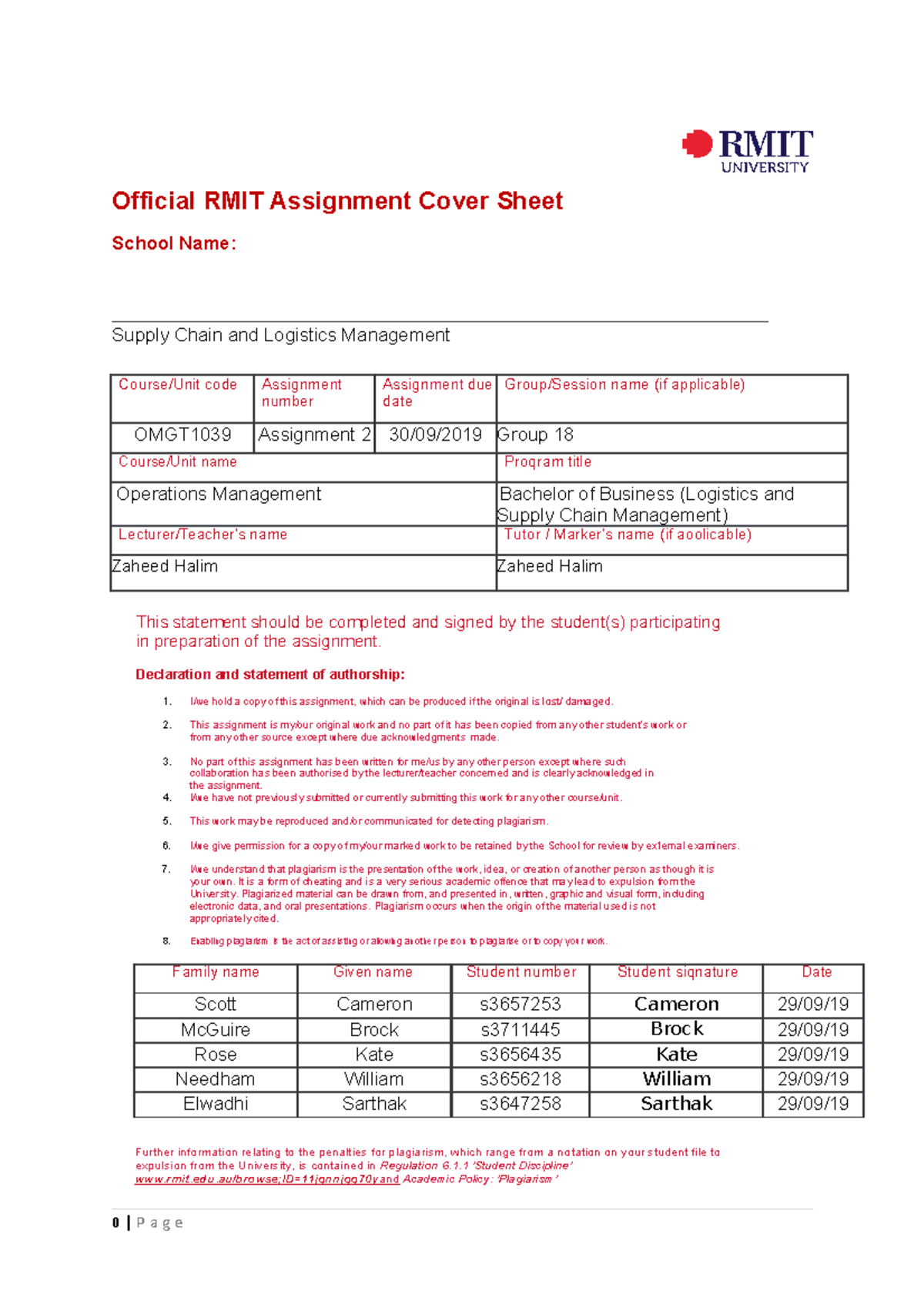 rmit leadership assignment 2