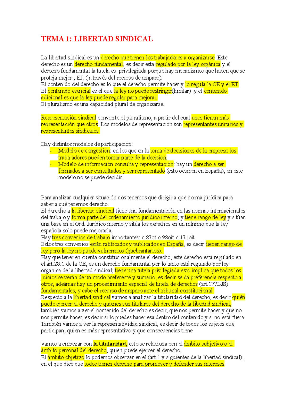 Tema 1 - La Libertad Sindical - TEMA 1: LIBERTAD SINDICAL La Libertad ...