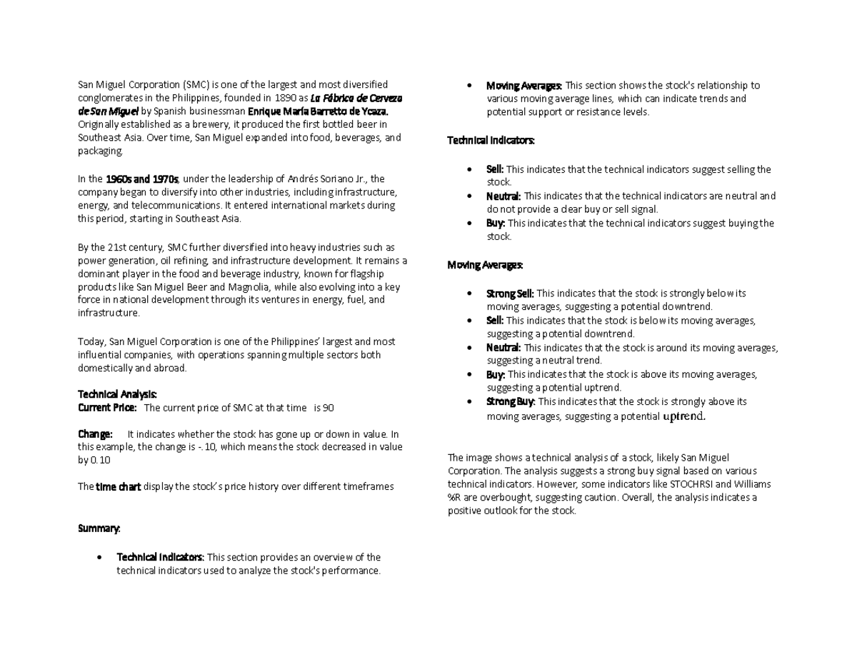 SMC Report and Summarization - San Miguel Corporation (SMC) is one of ...