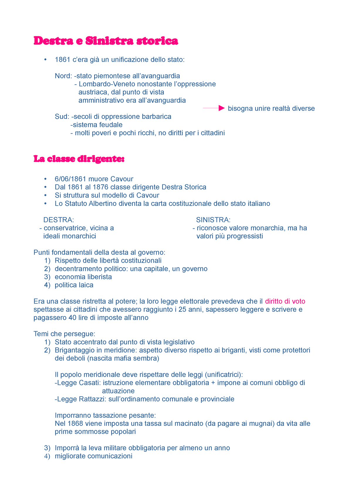 Destra E Sinistra Destra E Sinistra Storica Cera Gi Un Unificazione Dello Stato