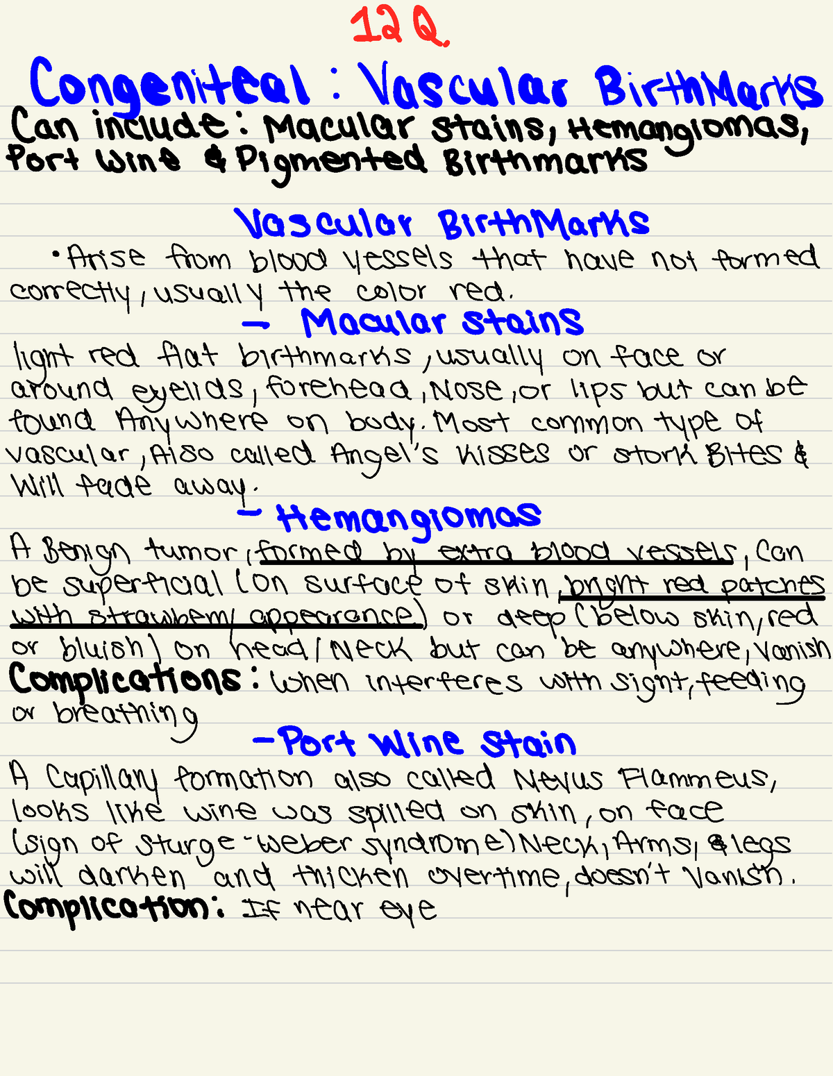 Integumentary - 12 Q . Congenital : Vascular Birthmarks Can include ...