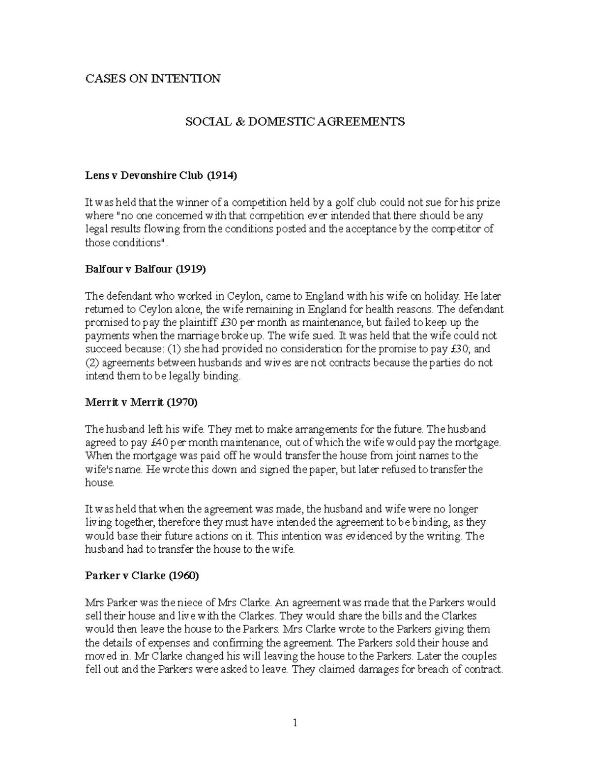 Cases ON Intention 200498 11470175 CASES ON INTENTION SOCIAL