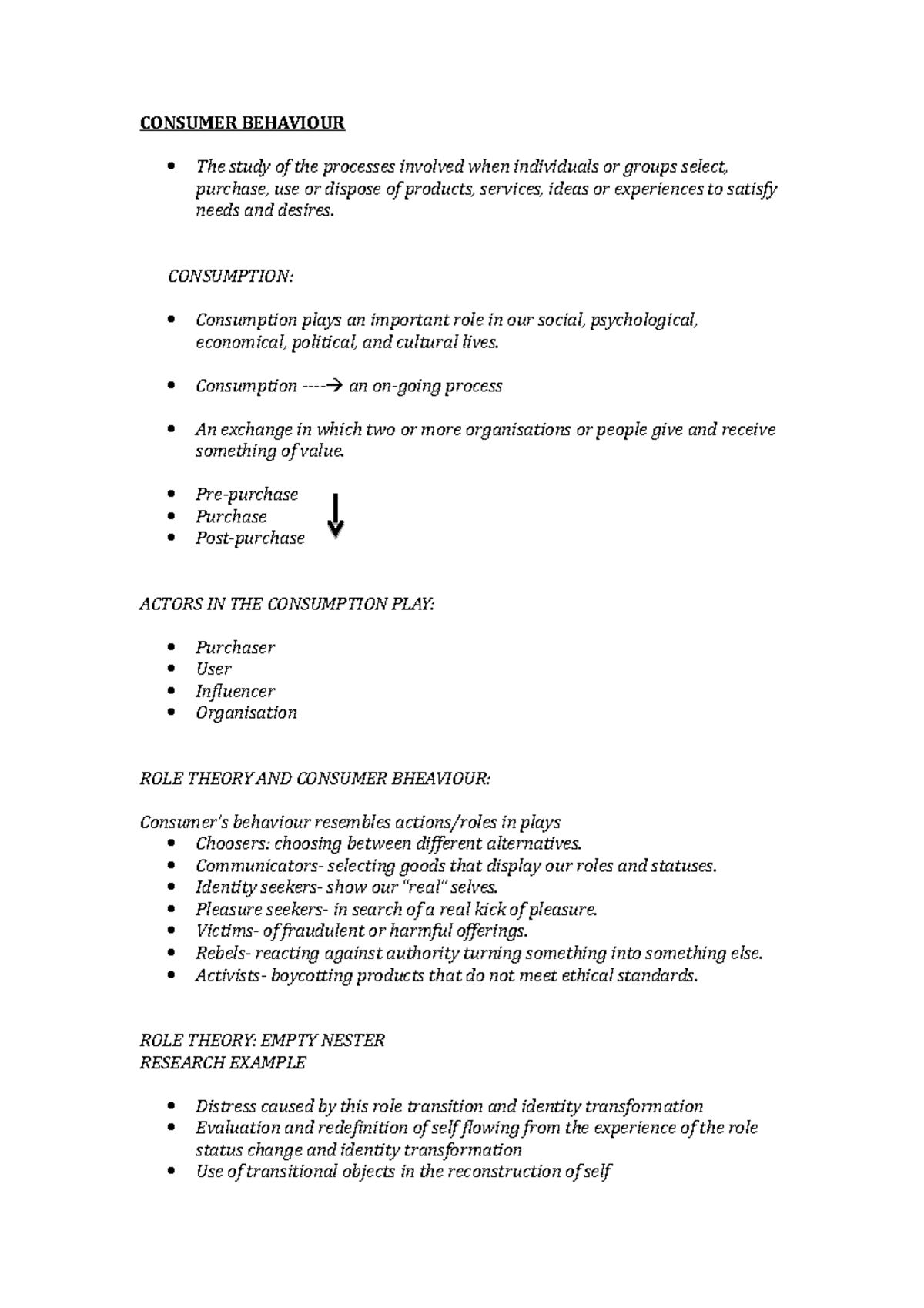 Consumer- Bheaviour-notes - CONSUMER BEHAVIOUR The study of the ...