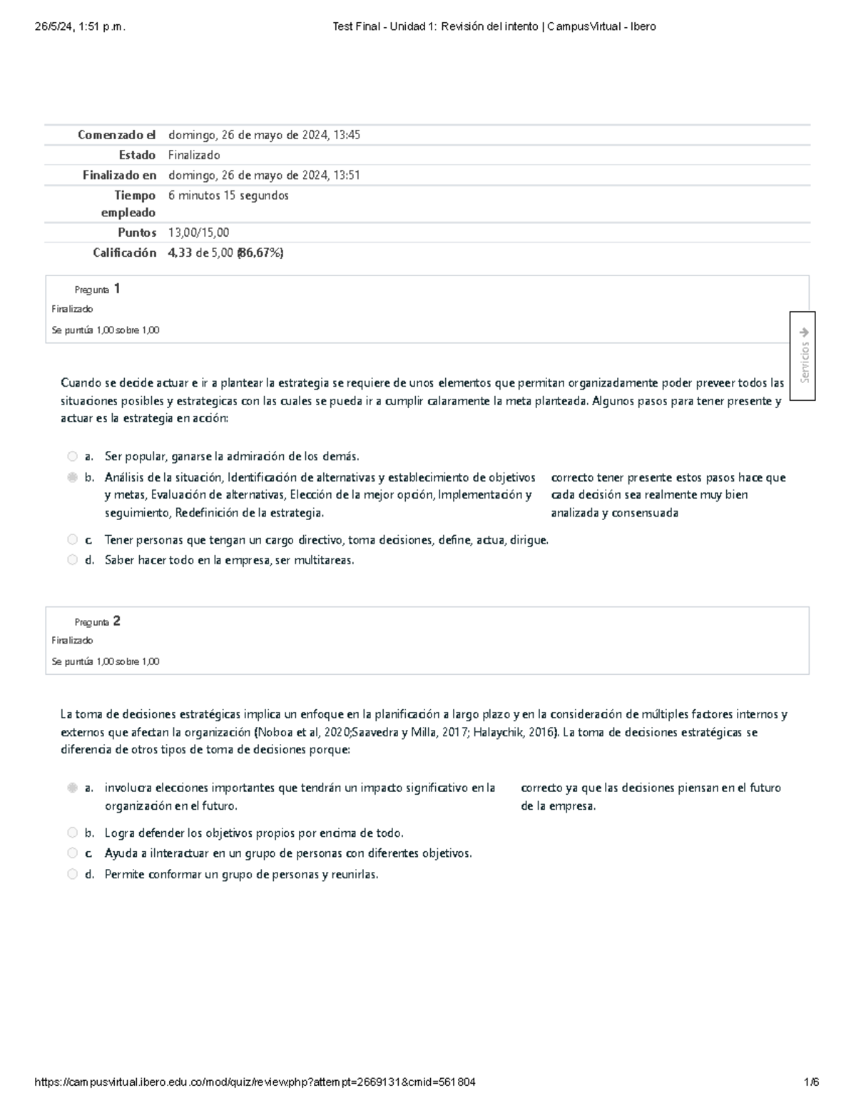 Test Final - Unidad 1 Revisión Del Intento Campus Virtual - Ibero ...