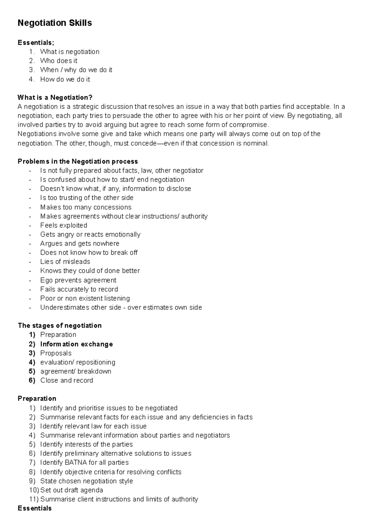 Negotation - contract Law lecture notes semester 1 19/20 - Negotiation ...