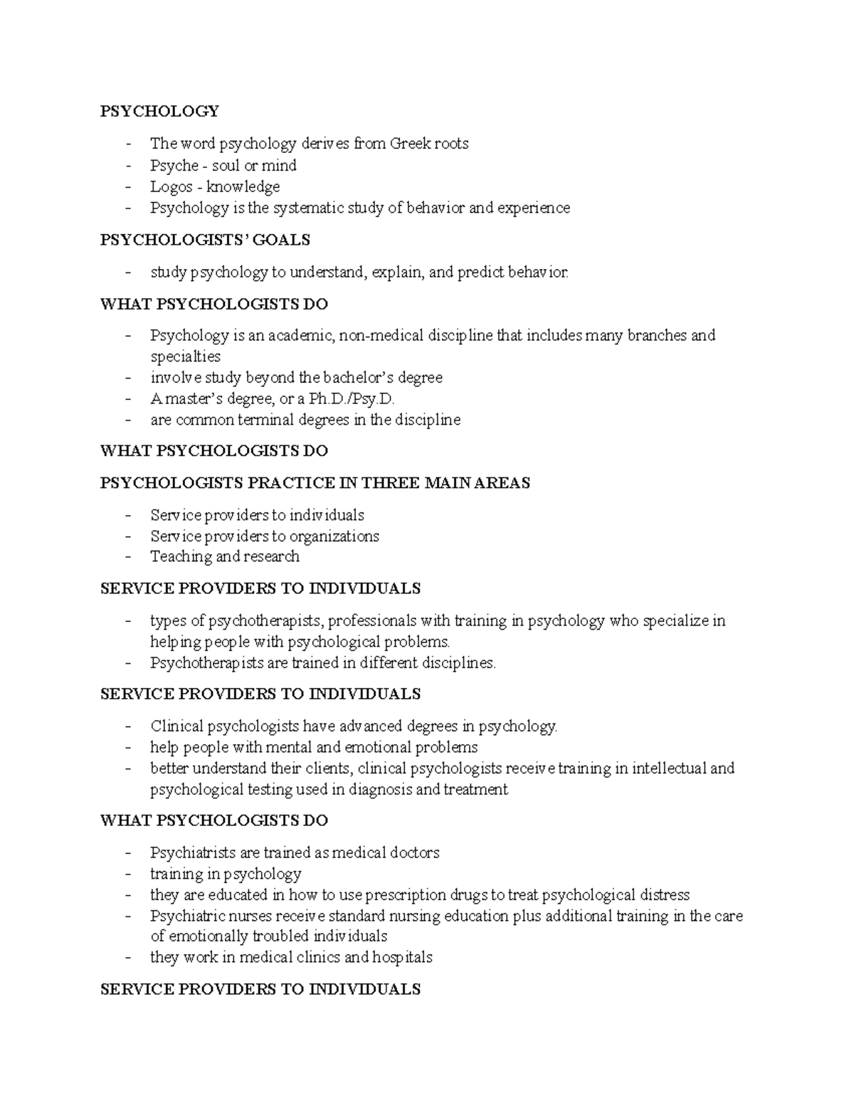 PSY 101 Notes 1 - What is psychology and the foundations of psychology ...