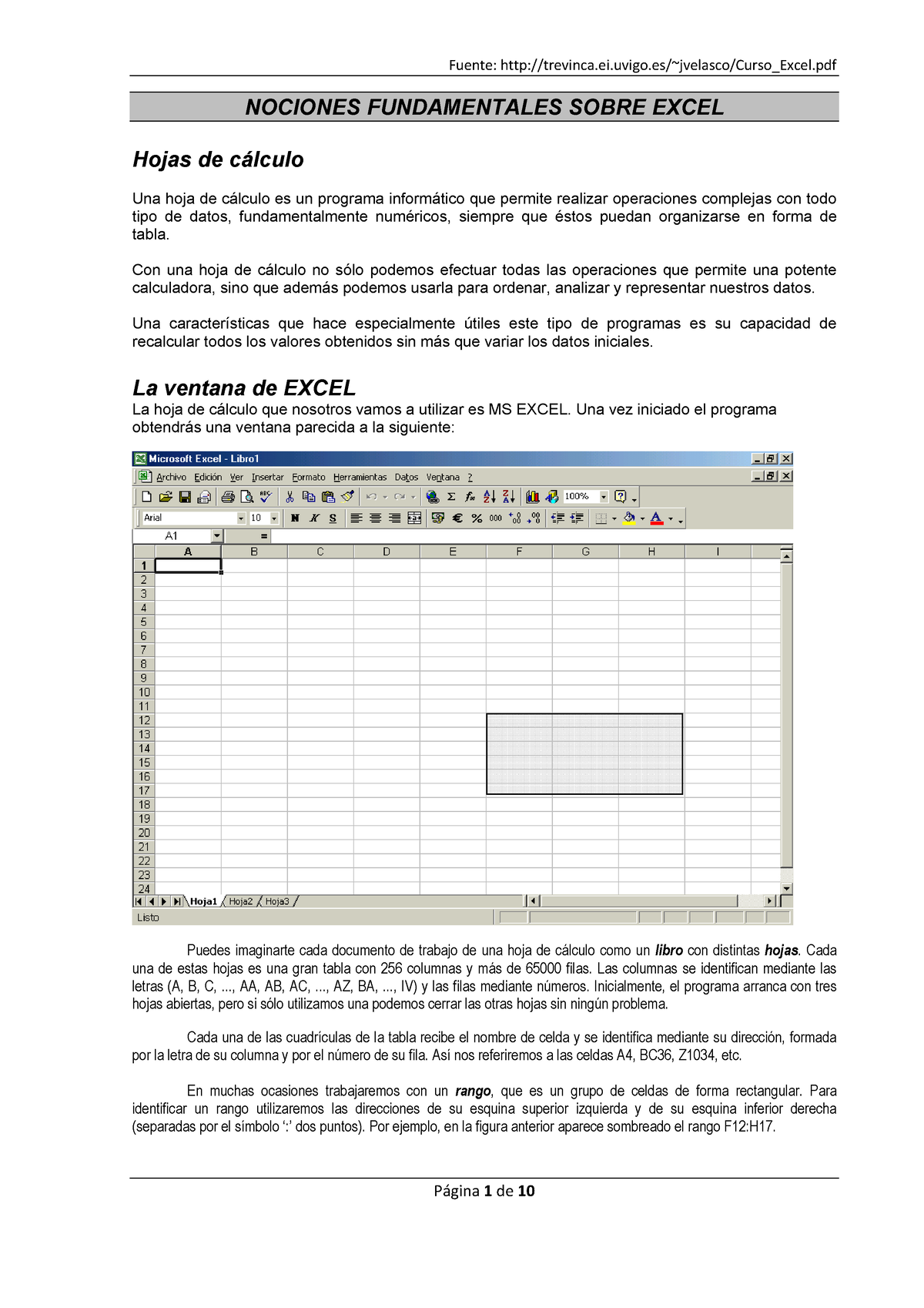 Nocionesde Excel Apoyo Excel - NOCIONES FUNDAMENTALES SOBRE EXCEL Hojas ...