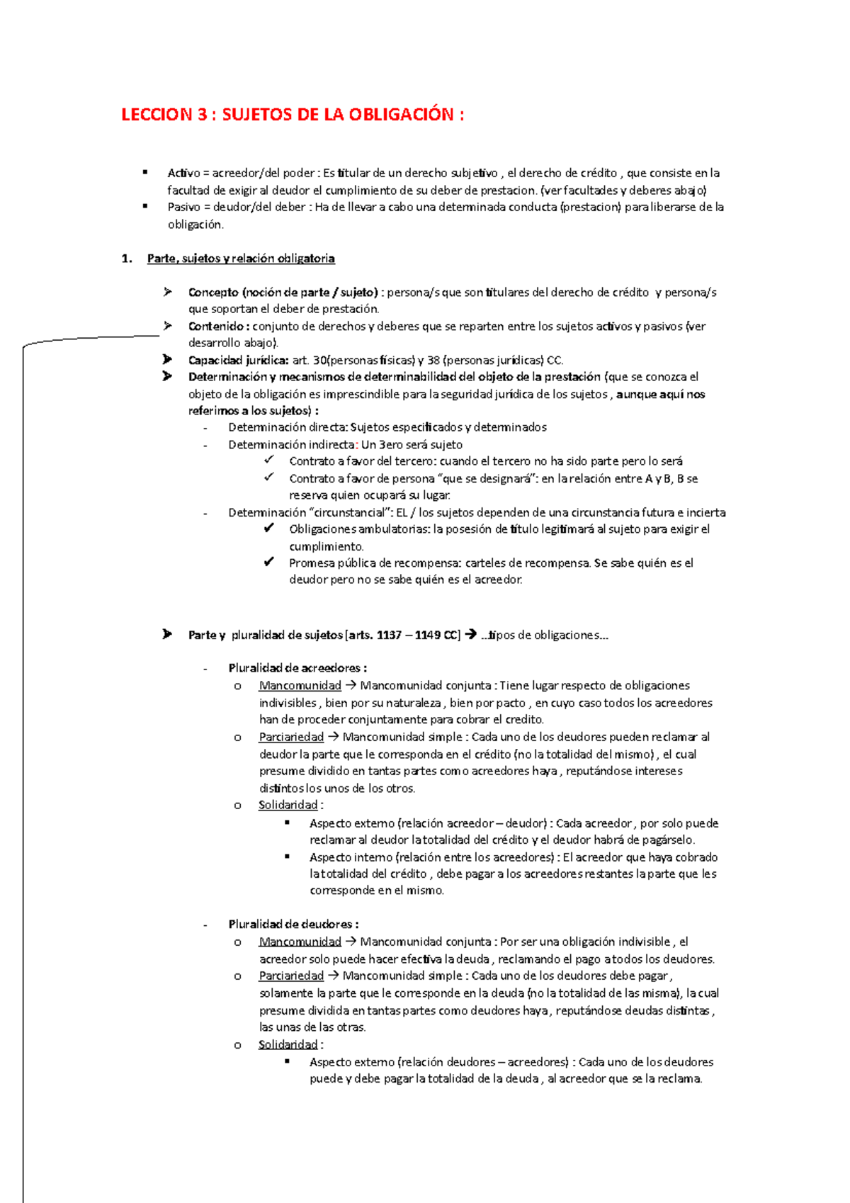 Leccion 3 - Apuntes tema3 - LECCION 3 : SUJETOS DE LA OBLIGACIÓN : 1 ...