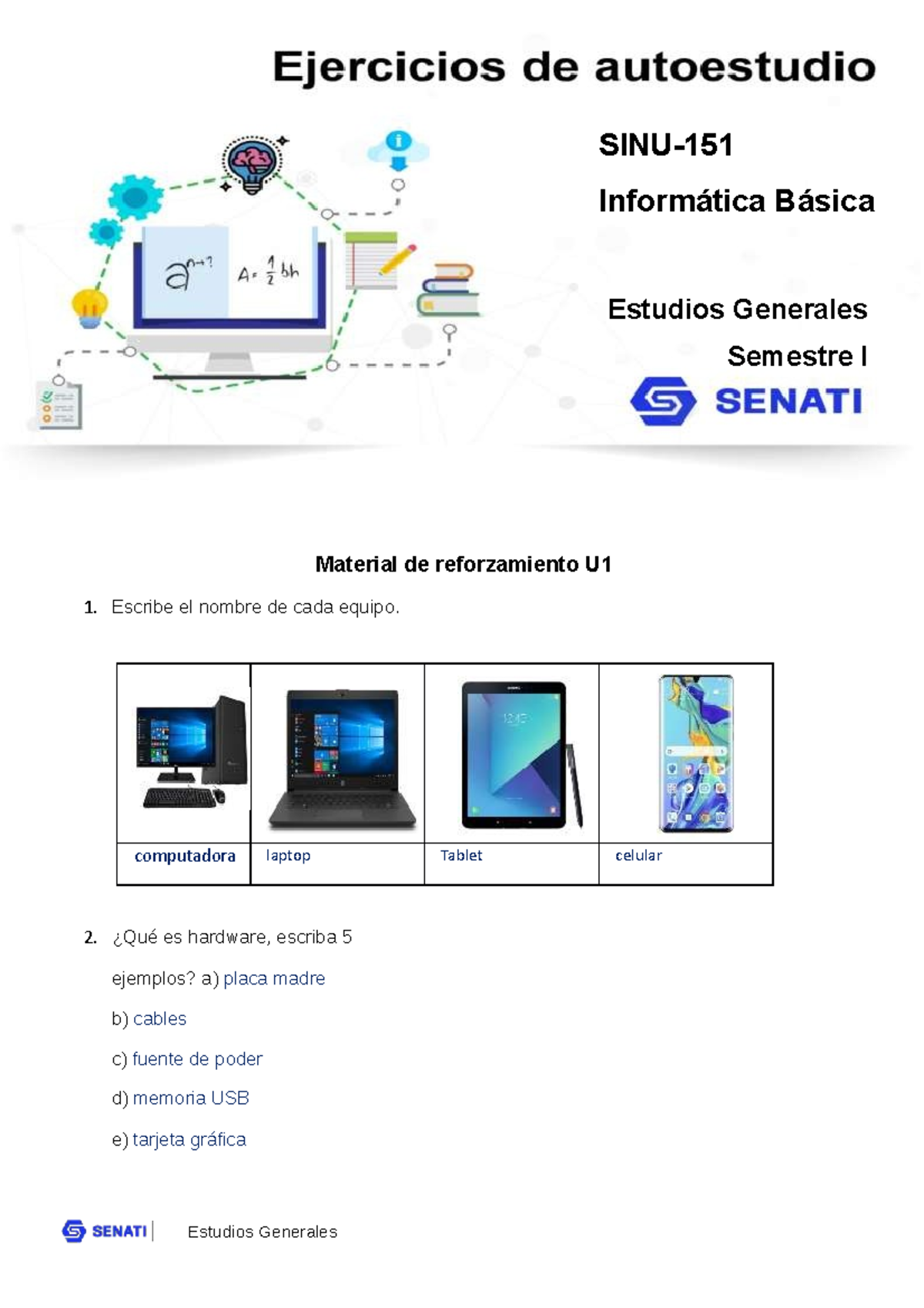 SINU-151 Unidad 01 Material Reforzamiento - SINU- Informática Básica ...
