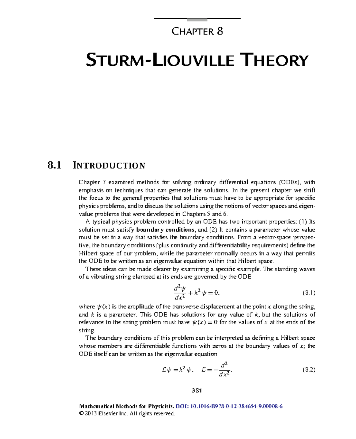 Chapter8SturmLiouvilleTheory 2013 MathematicalMethodsforPhysicistsSeventhEdition