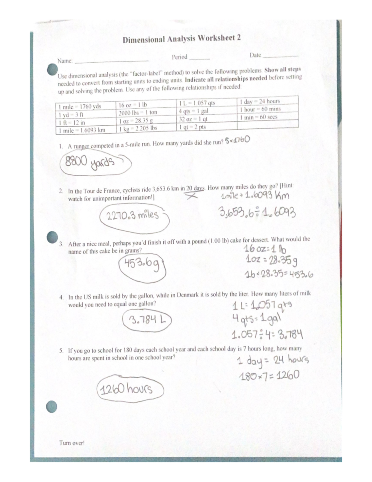 Dimensional Analysis Worksheet 2 practice material - Life 2001 - Studocu