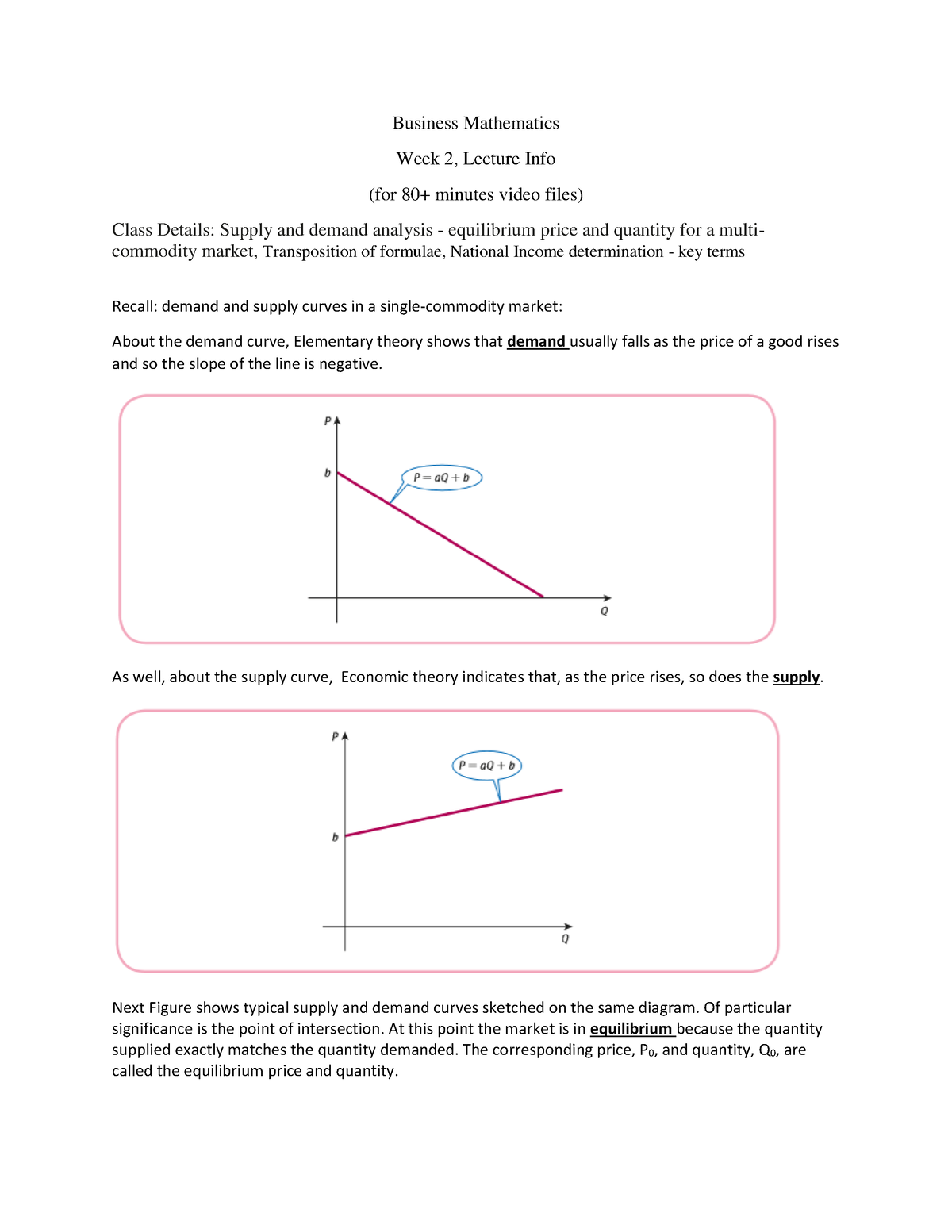 3 - Bus Math W 2 Ls - Lecture - Business Mathematics Week 2, Lecture ...