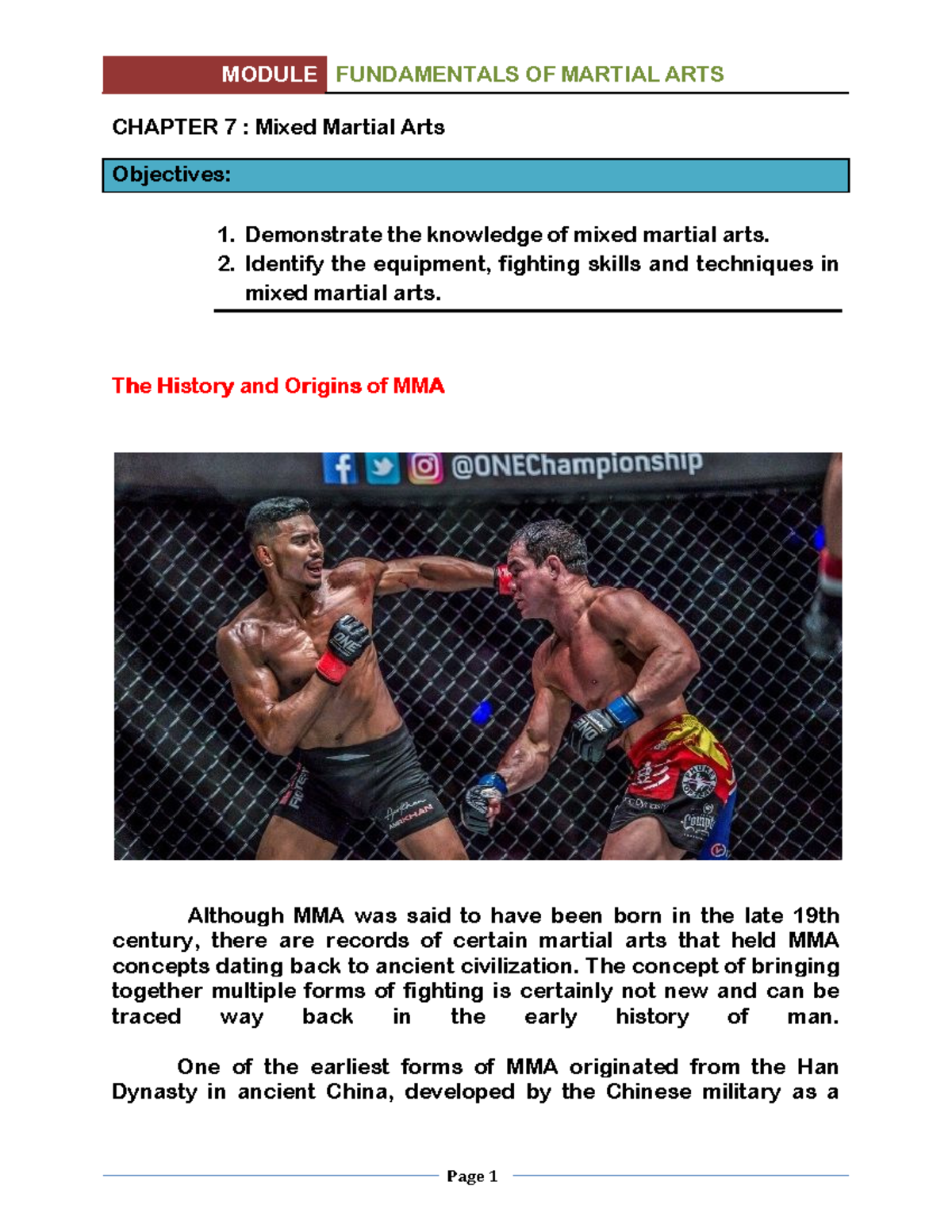 Chapter 7 Mixed Martial Arts - MODULE FUNDAMENTALS OF MARTIAL ARTS ...