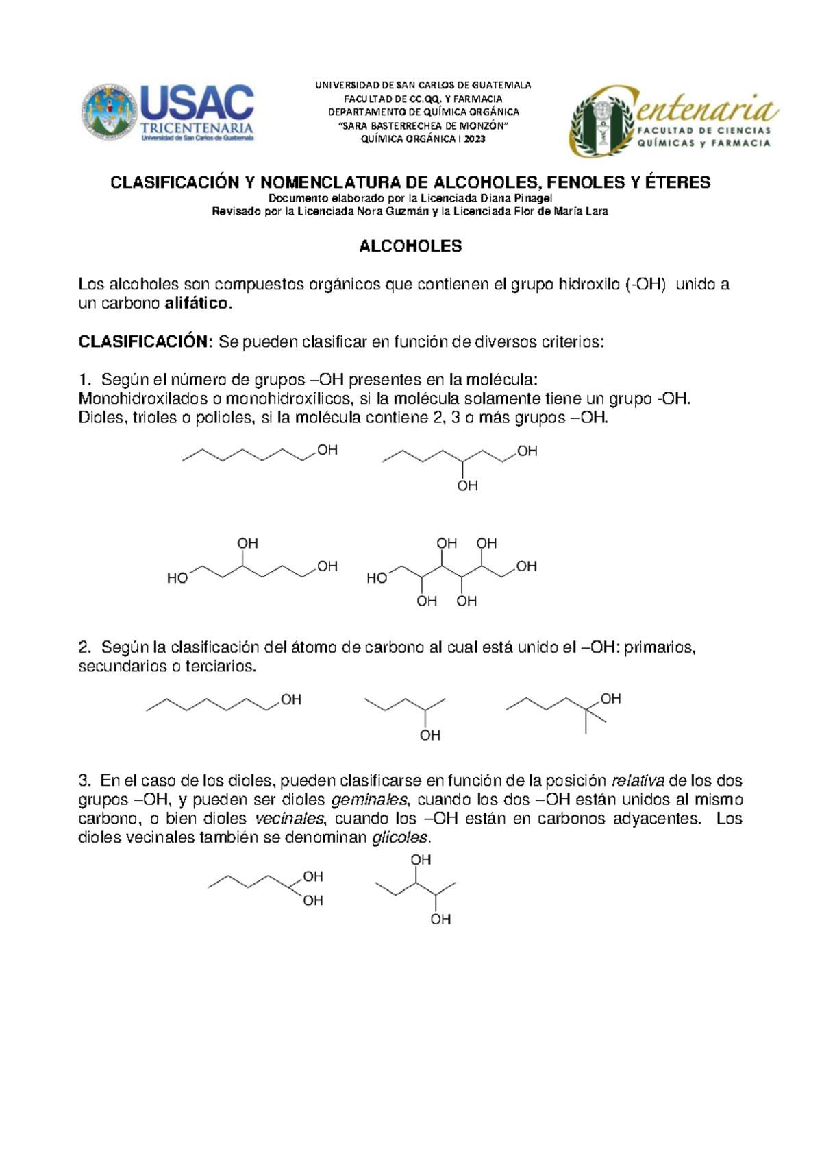 Nomenclatura De Alcoholes, Fenoles Y éteres 2023 - UNIVERSIDAD DE SAN ...