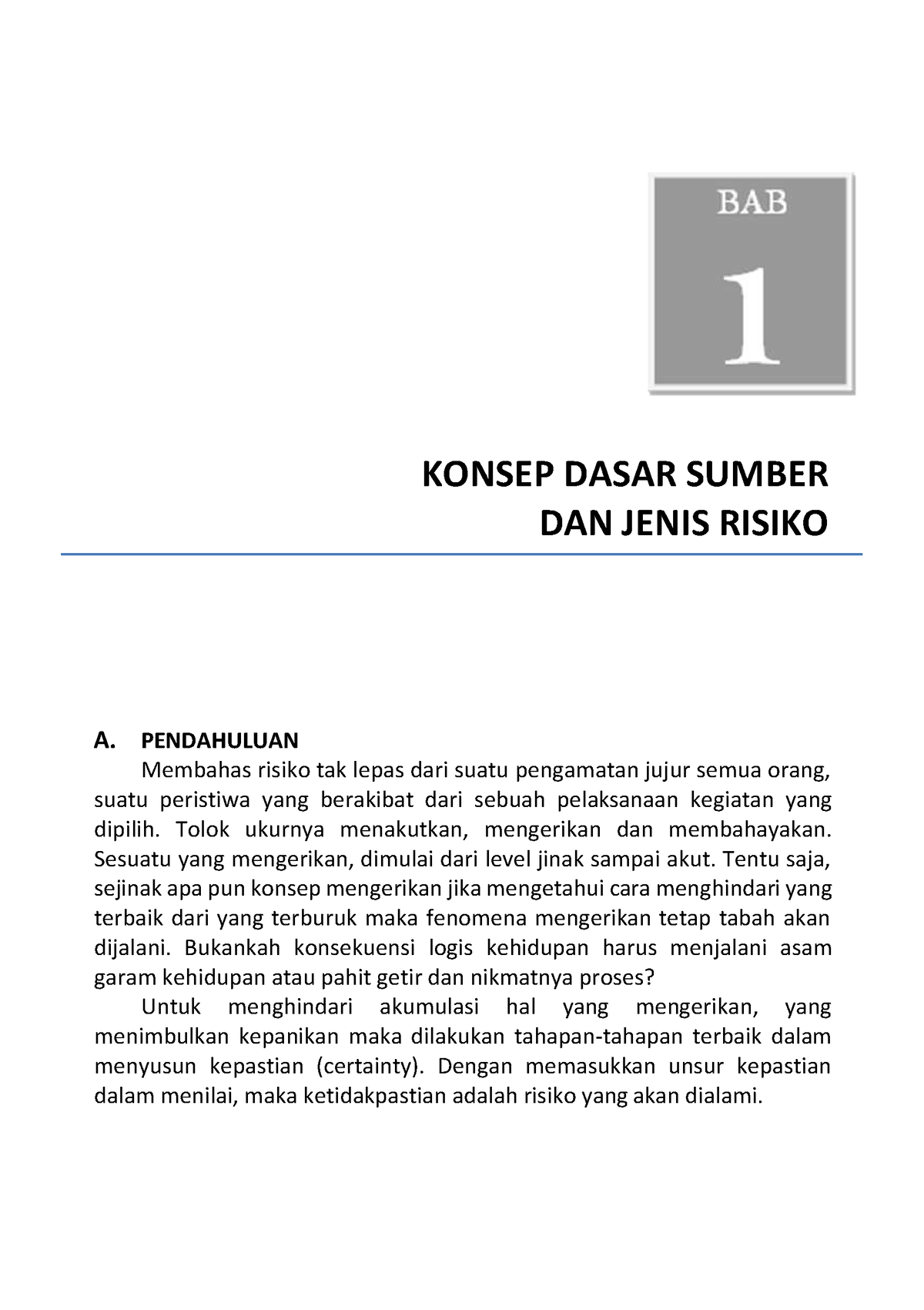 1 - Konsep Dasar Sumber DAN Jenis Risiko - KONSEP DASAR SUMBER DAN ...