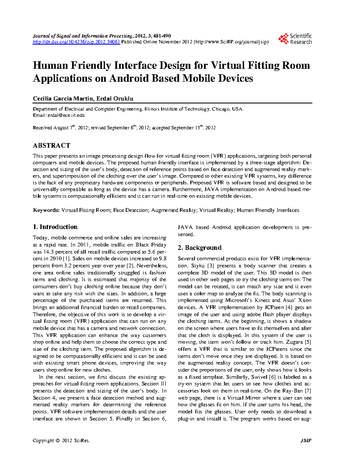 Human Friendly Interface Design for Virtual Fittin - Journal of Signal ...