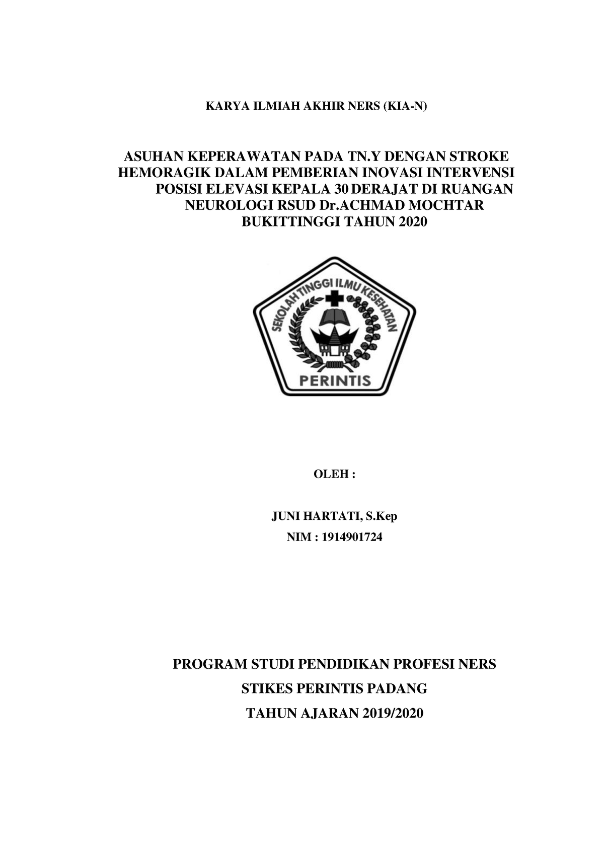 18 JUNI Hartati - KARYA ILMIAH AKHIR NERS (KIA-N) ASUHAN KEPERAWATAN ...