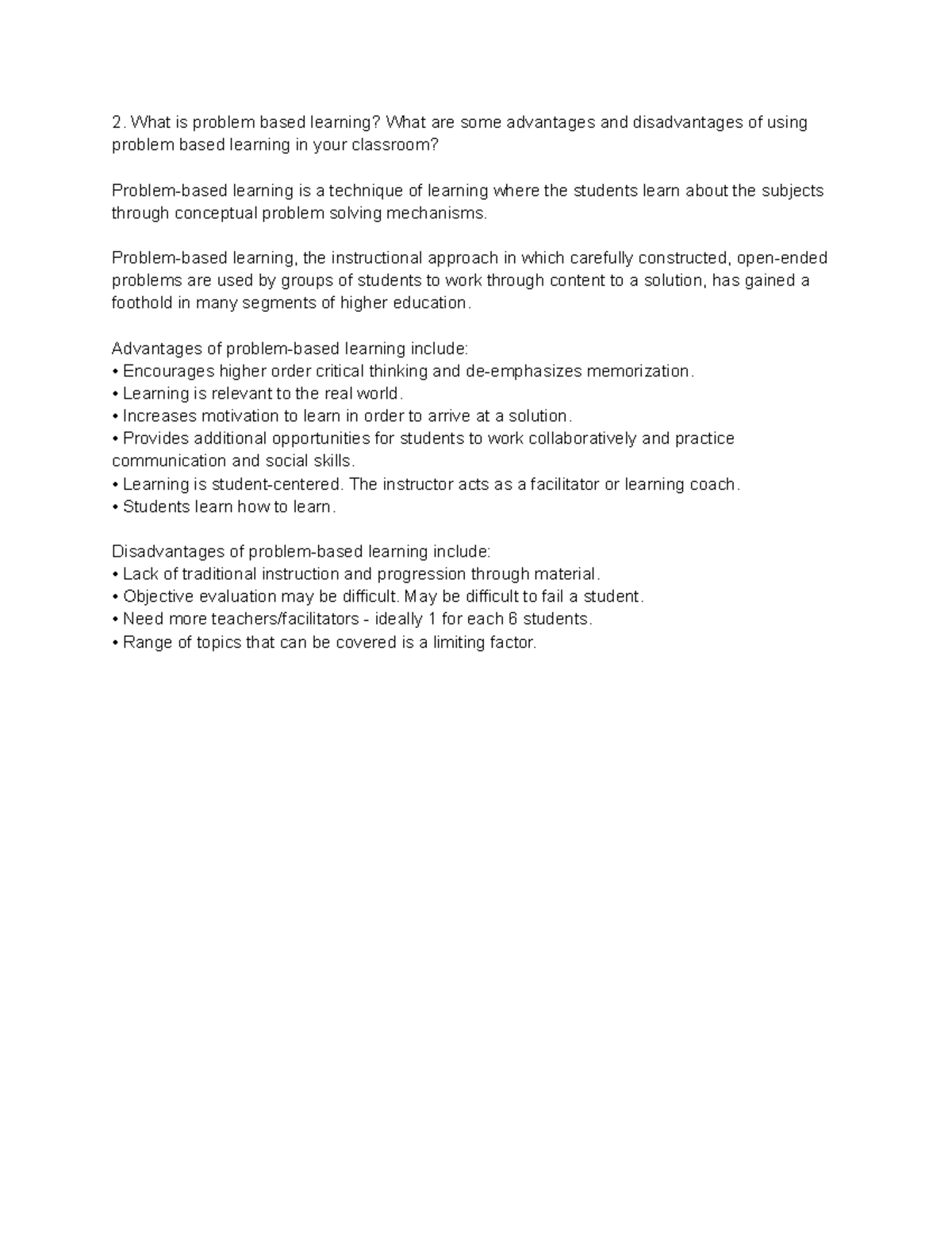 Unit 4 Discussion - What is problem based learning? What are some ...