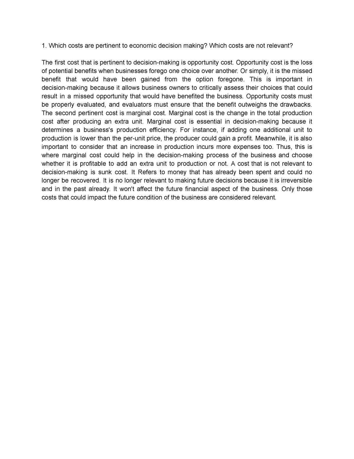 1-which-costs-are-pertinent-to-economic-decision-making-which-costs