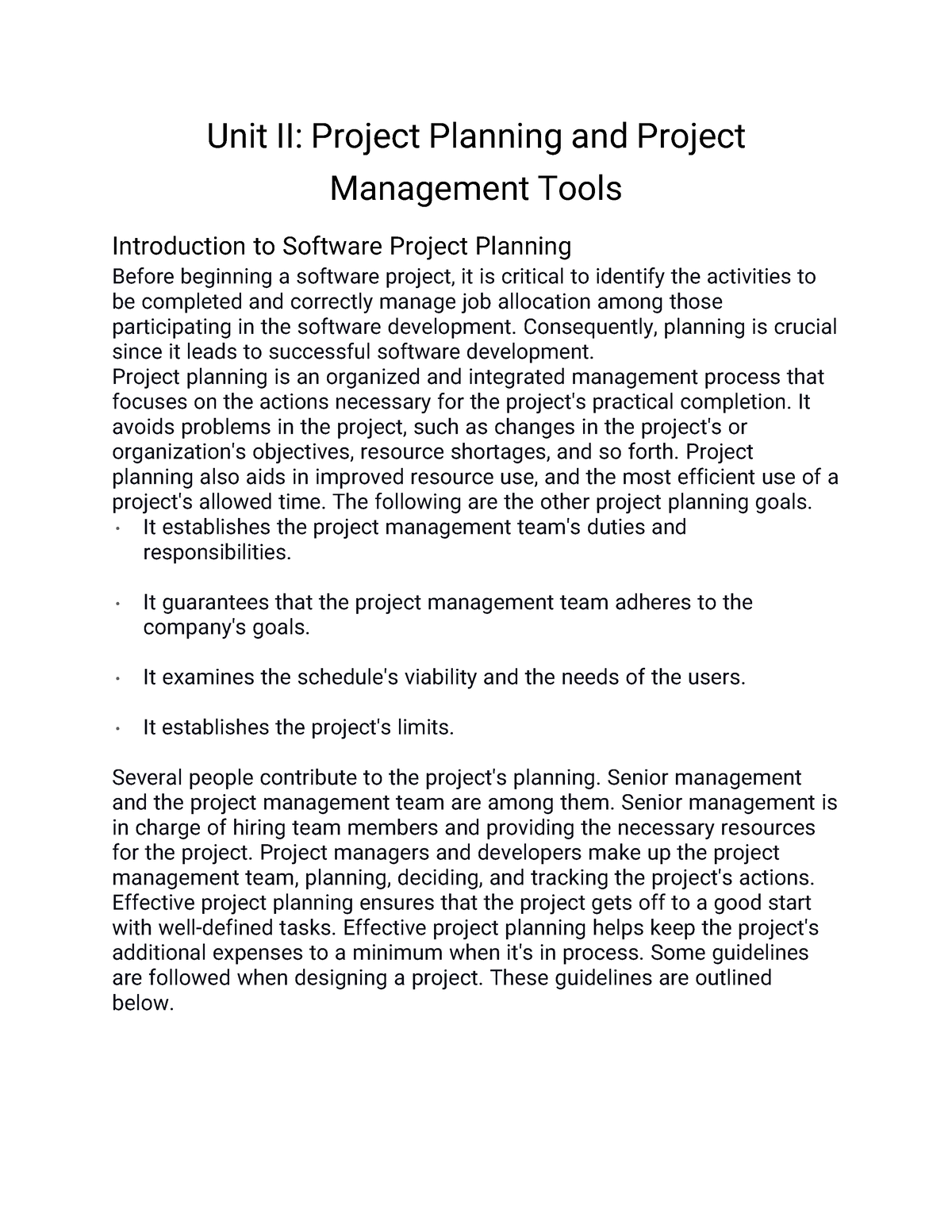 Chapter 2Project Planning And Project Management Tools - Unit II ...