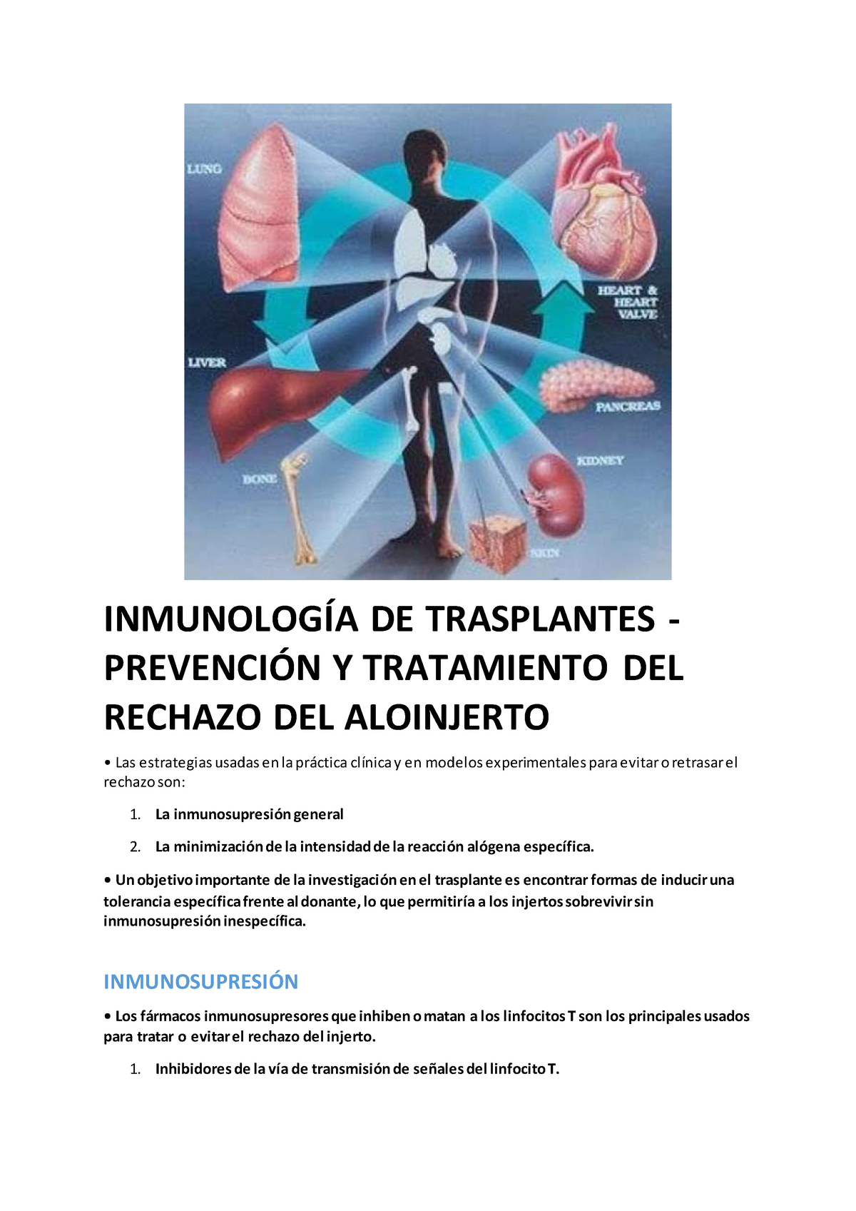 InmunologíA DE Trasplantes - PrevencióN Y Tratamiento DEL Rechazo DEL ...