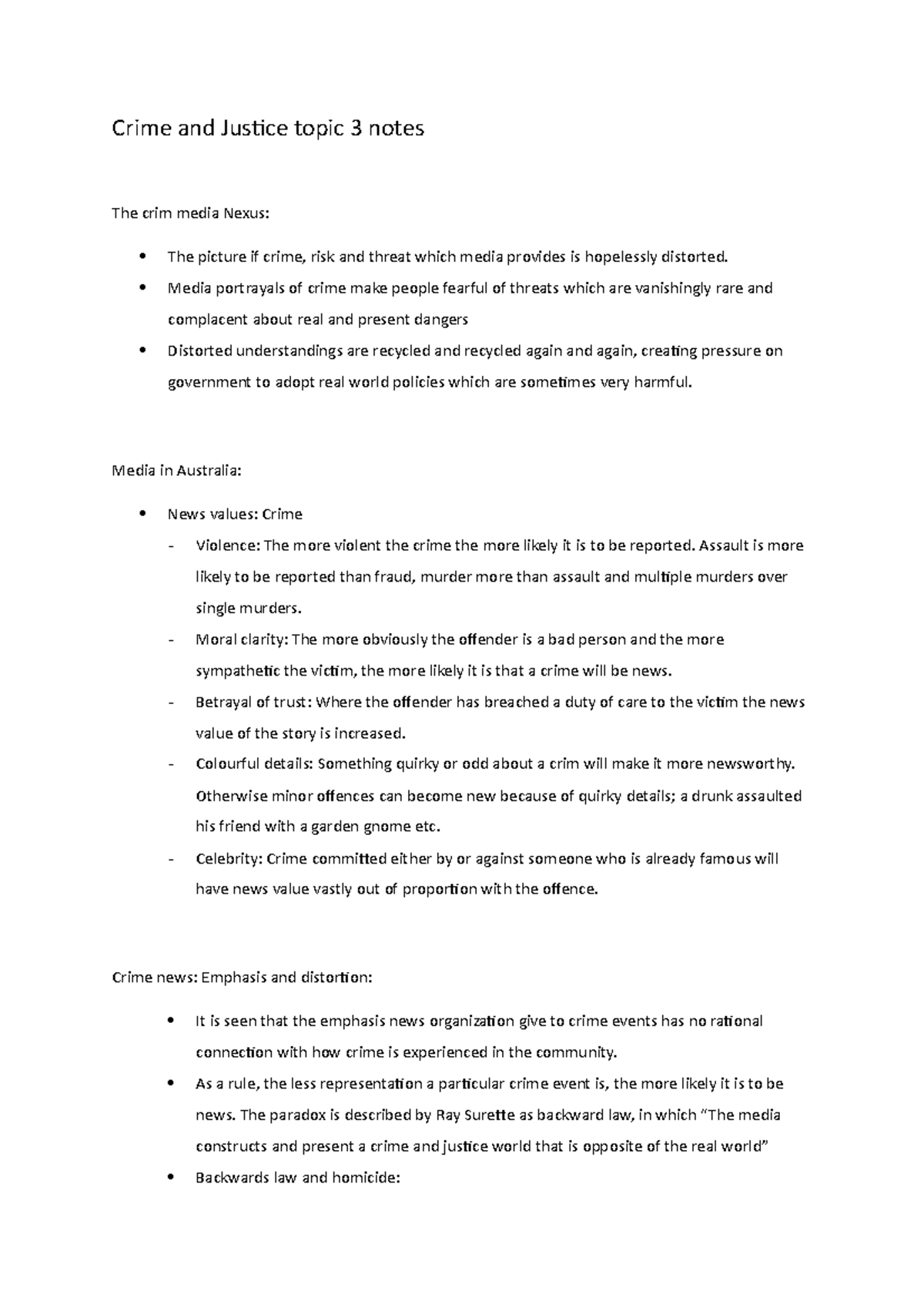 Crime And Justice Topic 3 Notes - Crime And Justice Topic 3 Notes The ...