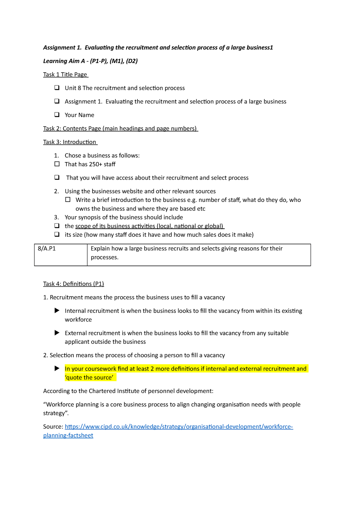 unit 8 recruitment and selection process assignment 1 tesco