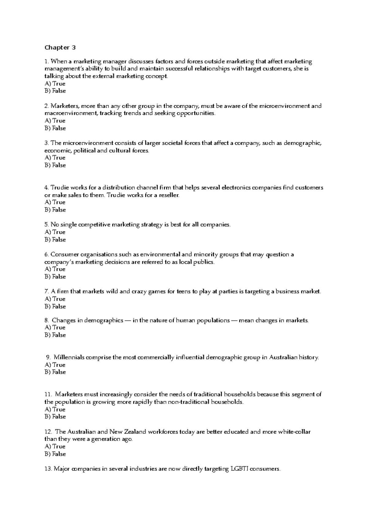 Chapter 3 - Chapter 3 When a marketing manager discusses factors and ...
