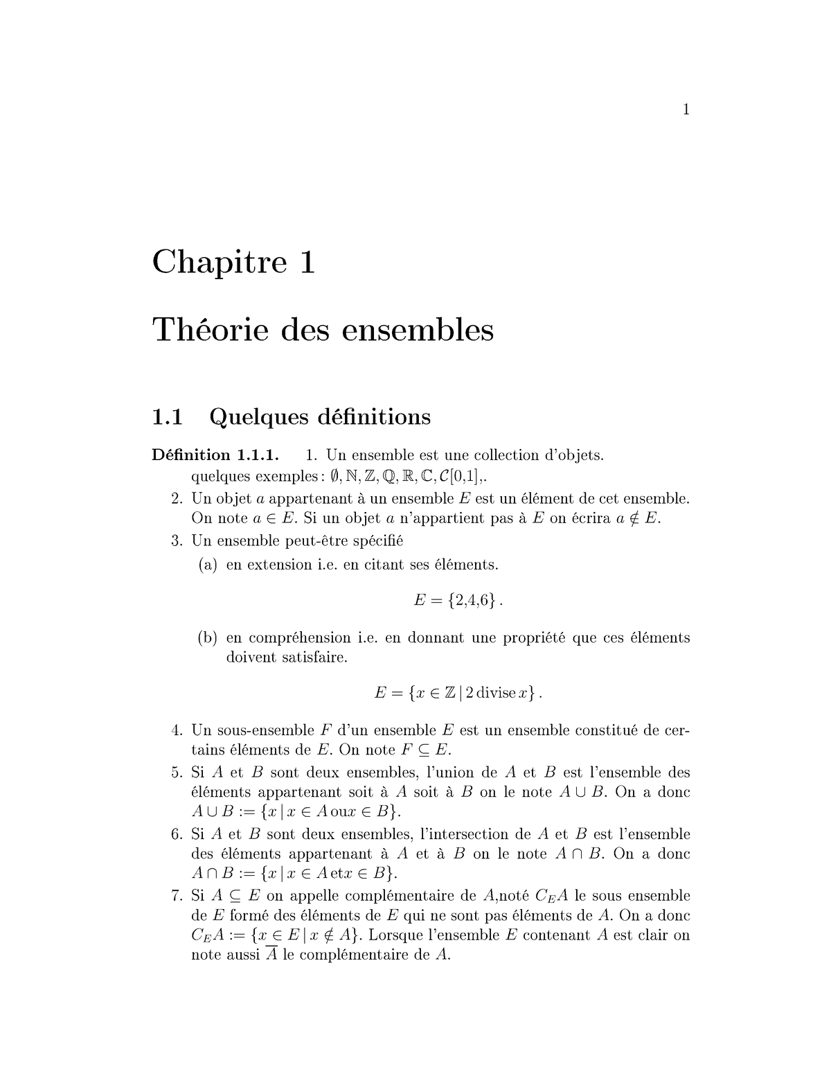 Theorie Des Ensembles - Chapitre 1 Théorie Des Ensembles 1 Quelques Dé ...