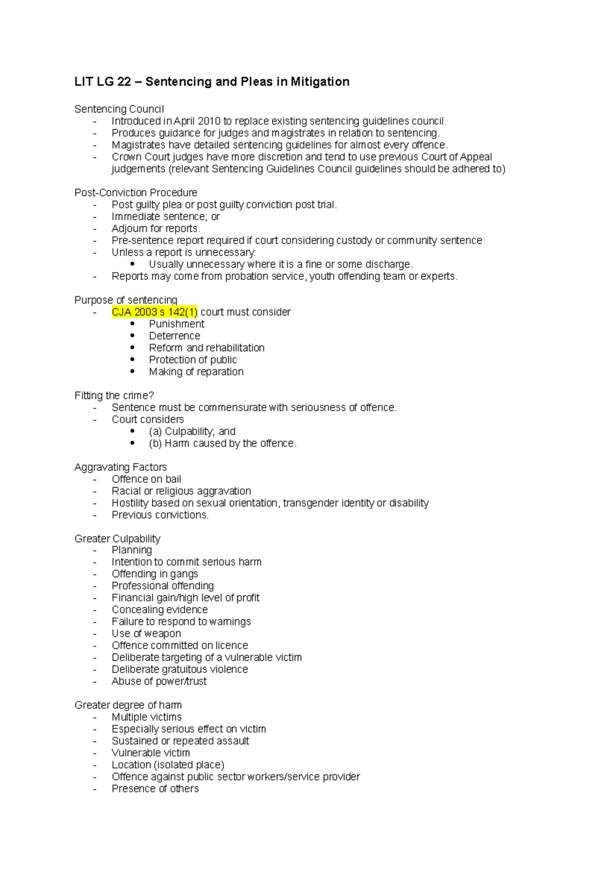 LIT LG 22 – Sentencing and Pleas in Mitigation - LIT LG 22 – Sentencing ...