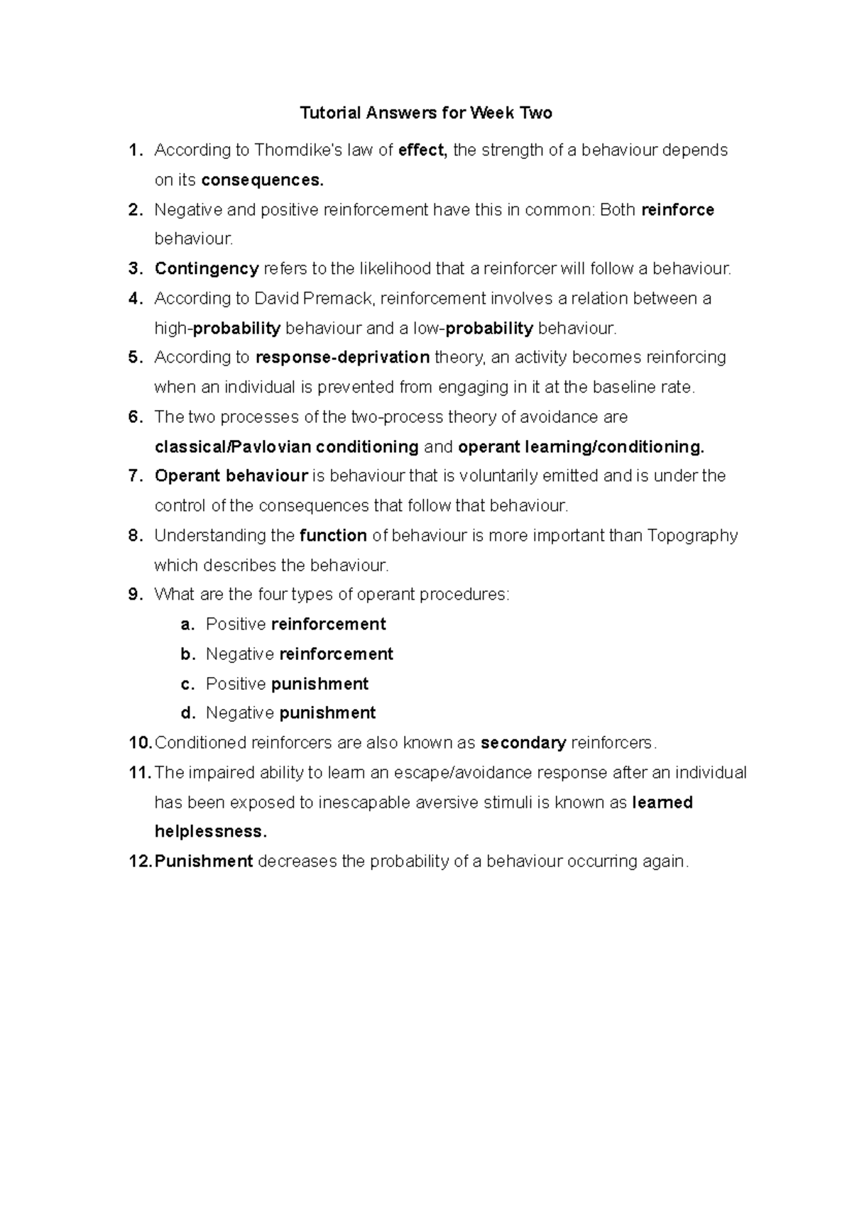 Week 2 Tutorial Answers - Tutorial Answers for Week Two 1. According to ...