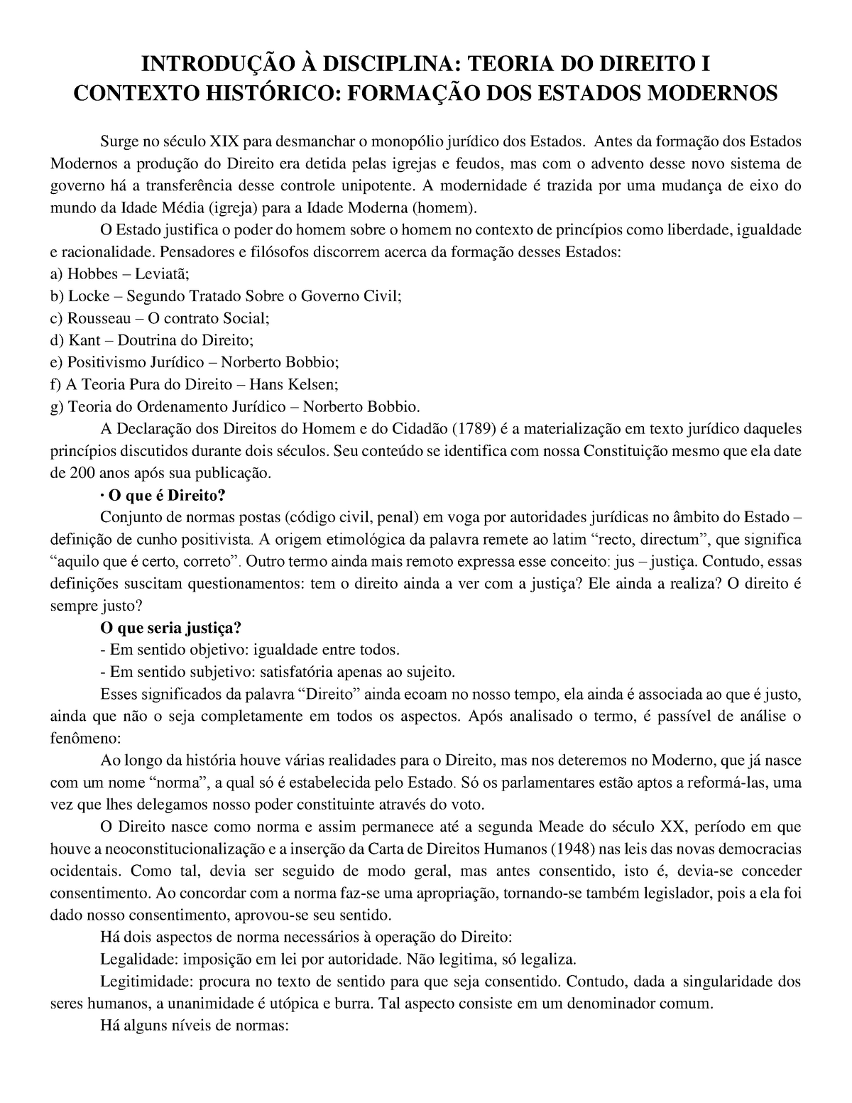 Resumo Autores Contratualistas Hobbes Locke Rousseau E Kant IntroduÇÃo À Disciplina 4773