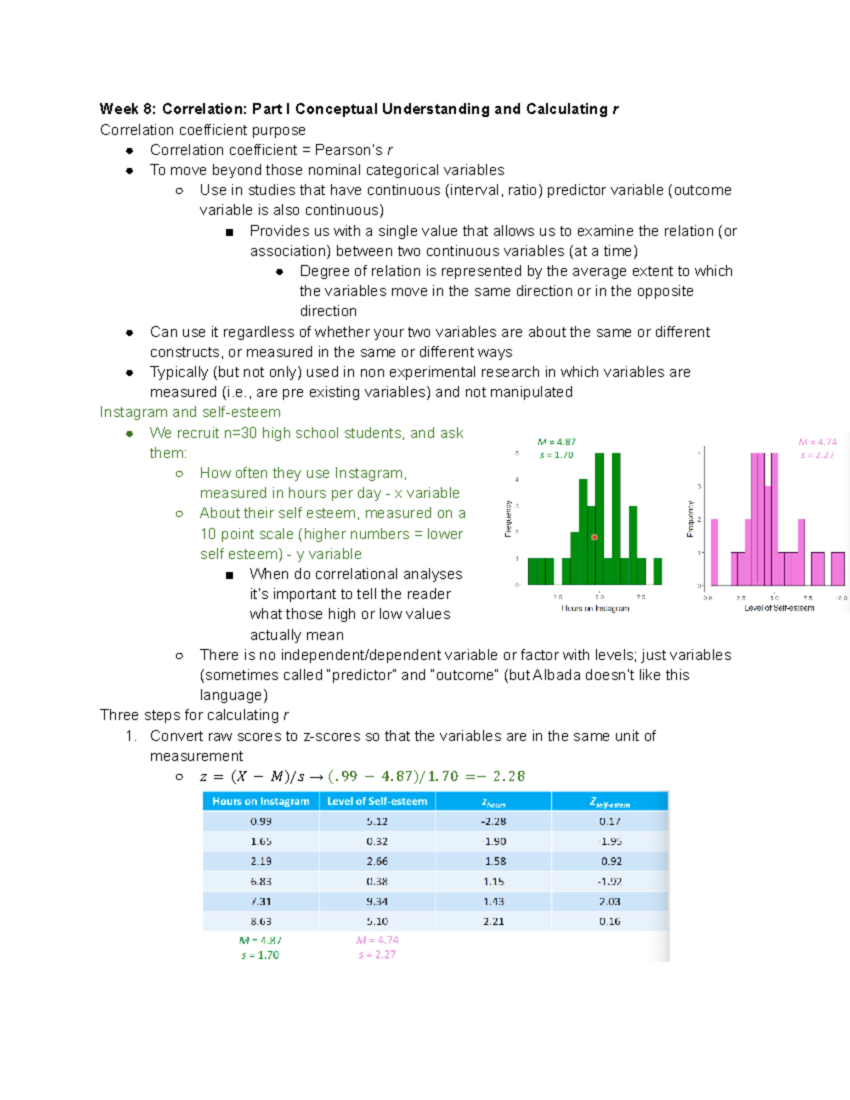Midterm 3 Notes - week 8-10 - Week 8: Correlation: Part I Conceptual ...