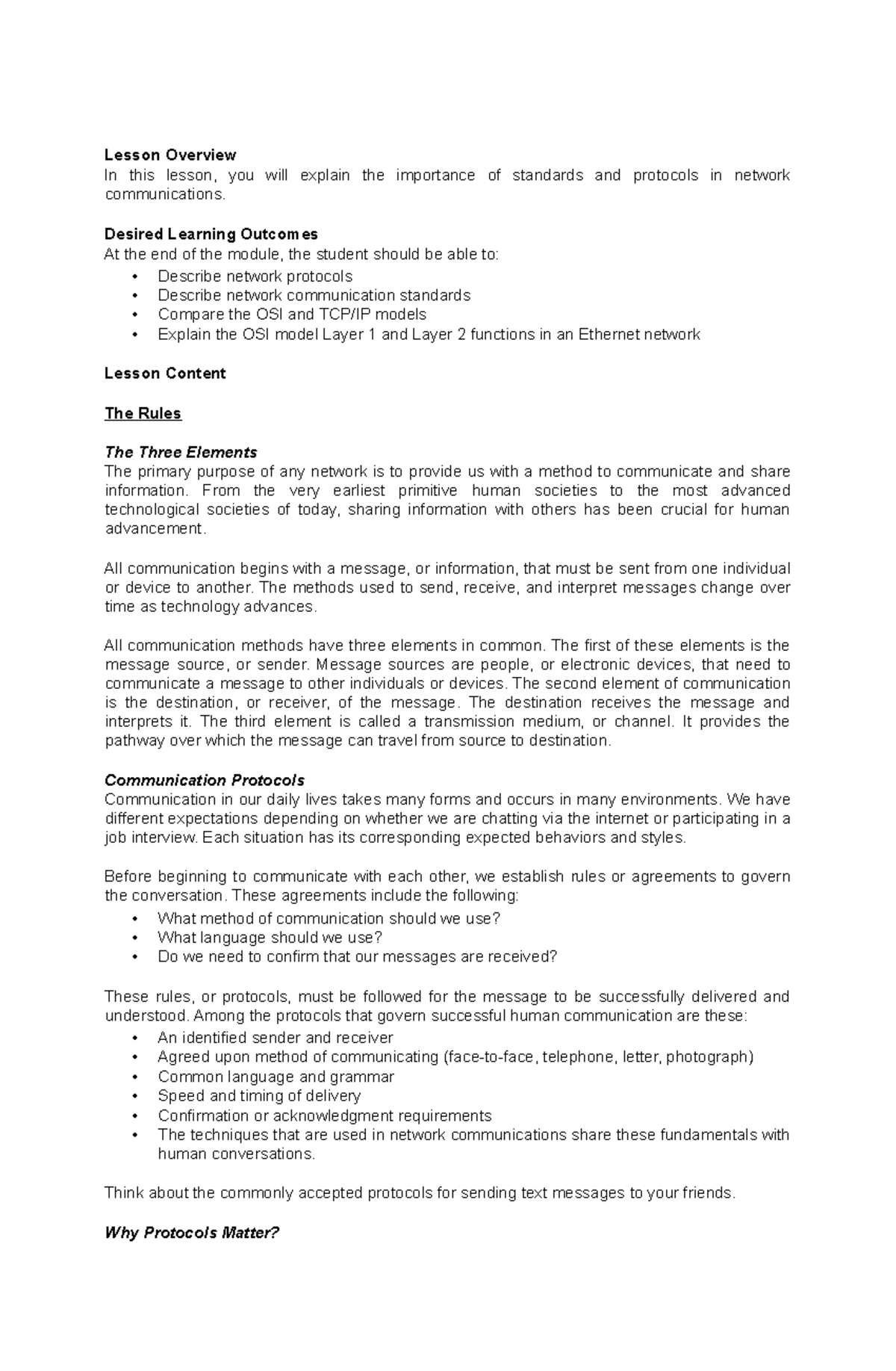 Module 5 - Communication Principles - Lesson Overview In this lesson ...