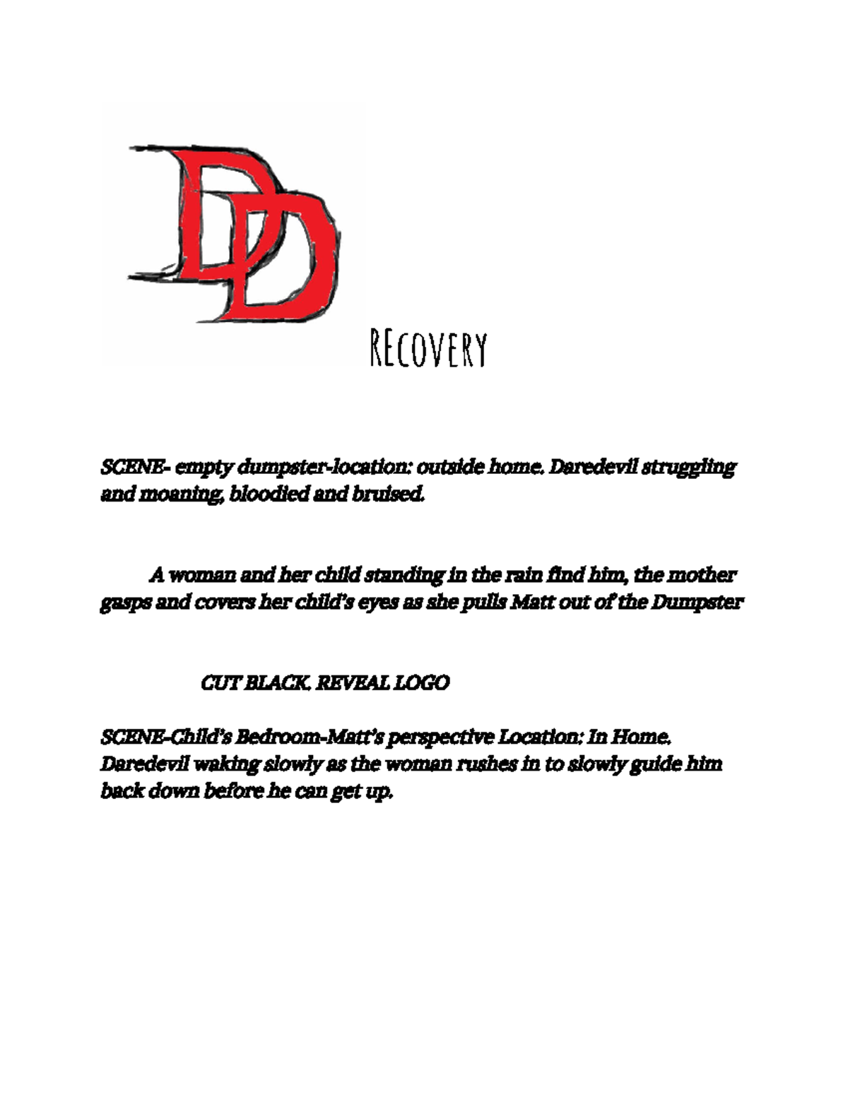 Daredevil Recovery - Notes for the lecture - REcovery SCENE- empty ...