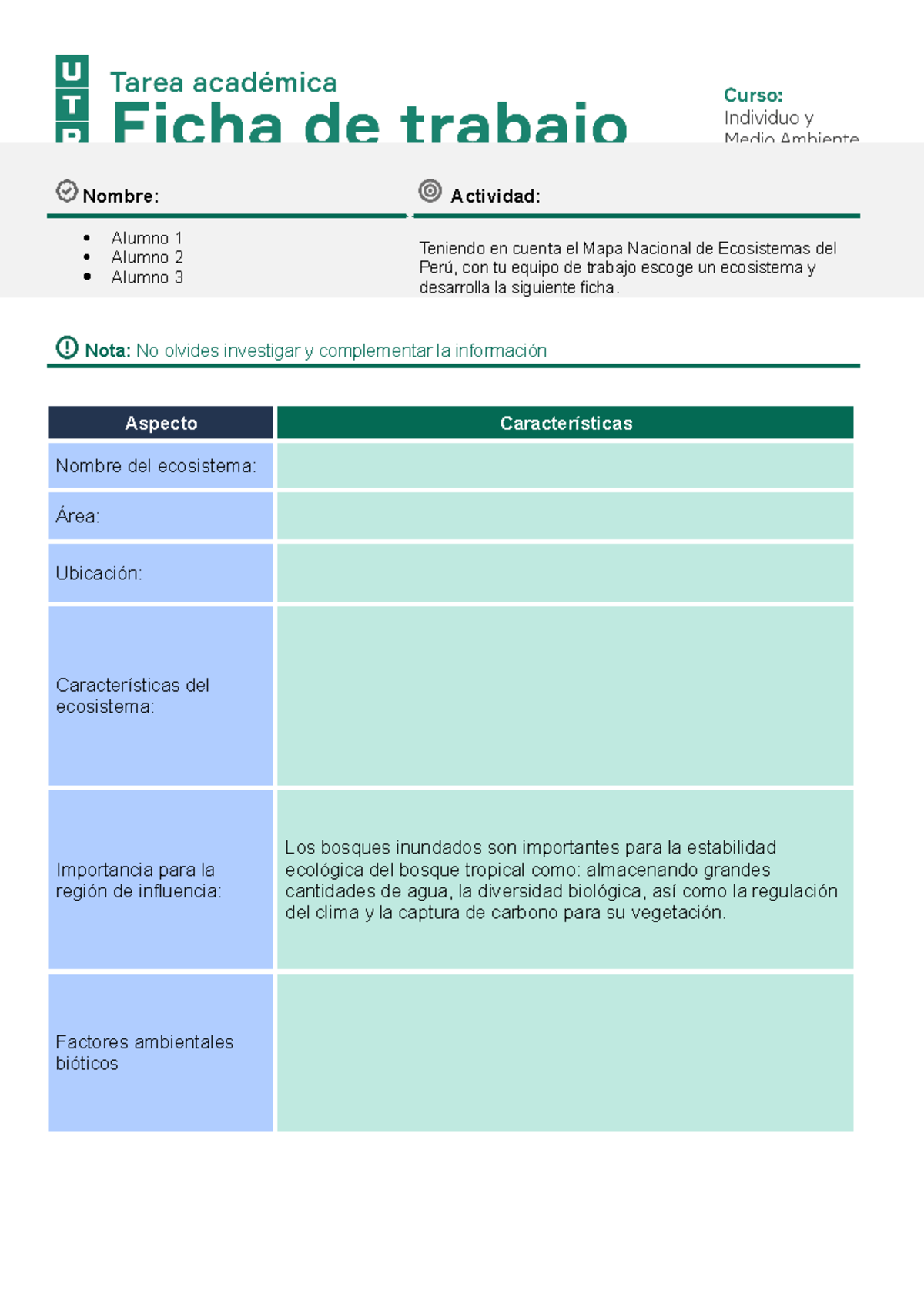 Semana 02 Word Ficha De Trabajo Tarea Nombre Actividad Alumno 1